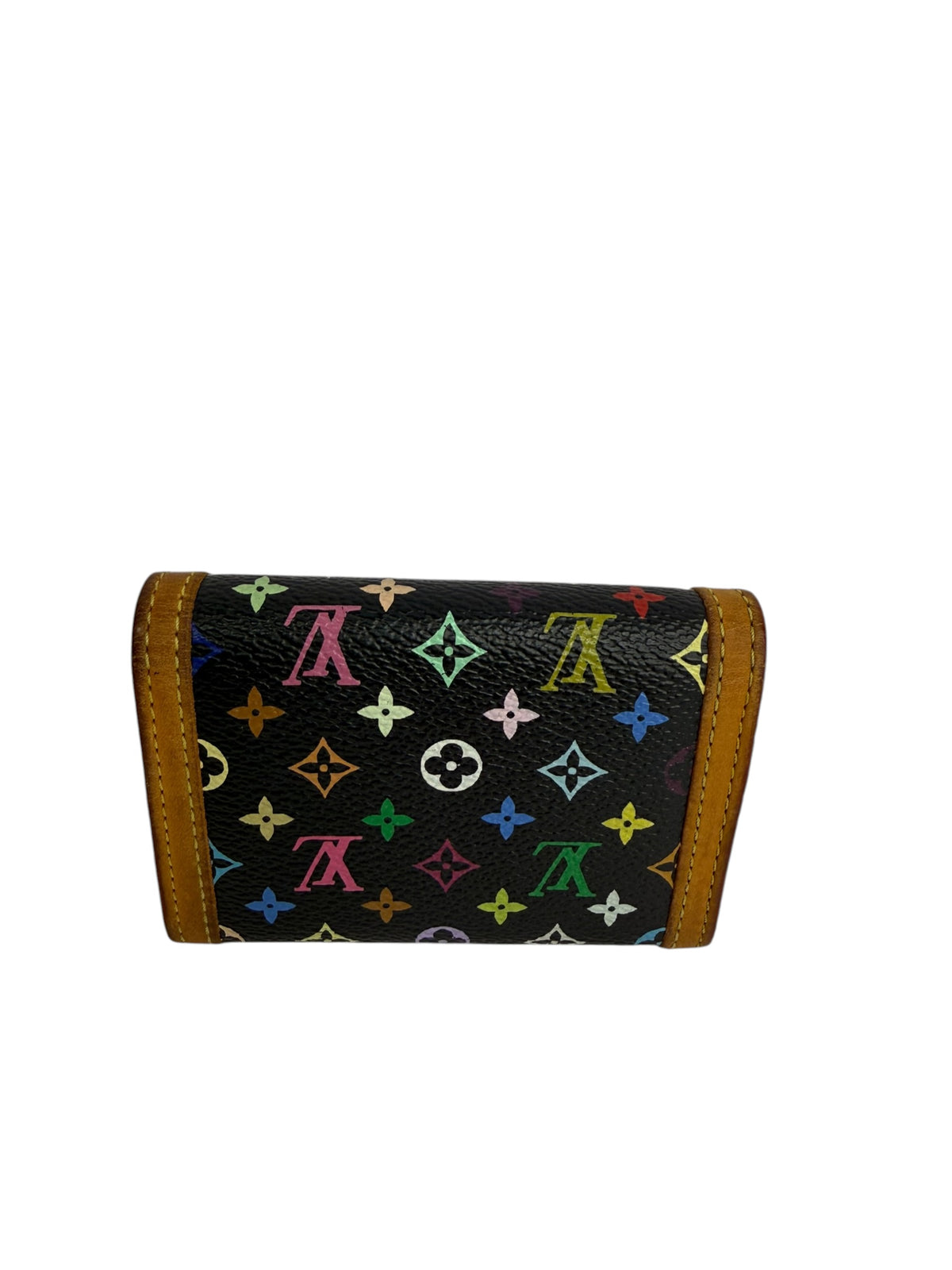 Louis Vuitton Murakami Multicolor Monogram Porte-Monnaie Coin Purse Black T9097