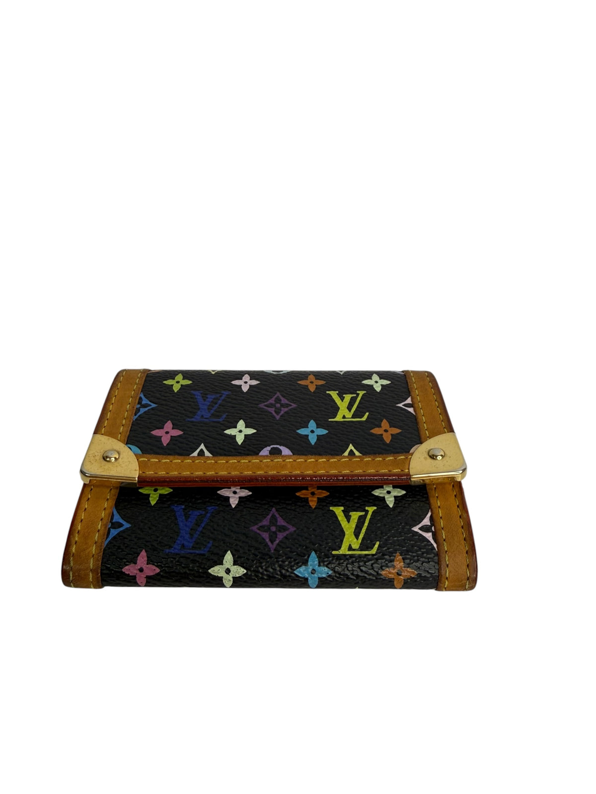Louis Vuitton Murakami Multicolor Monogram Porte-Monnaie Coin Purse Black T9097