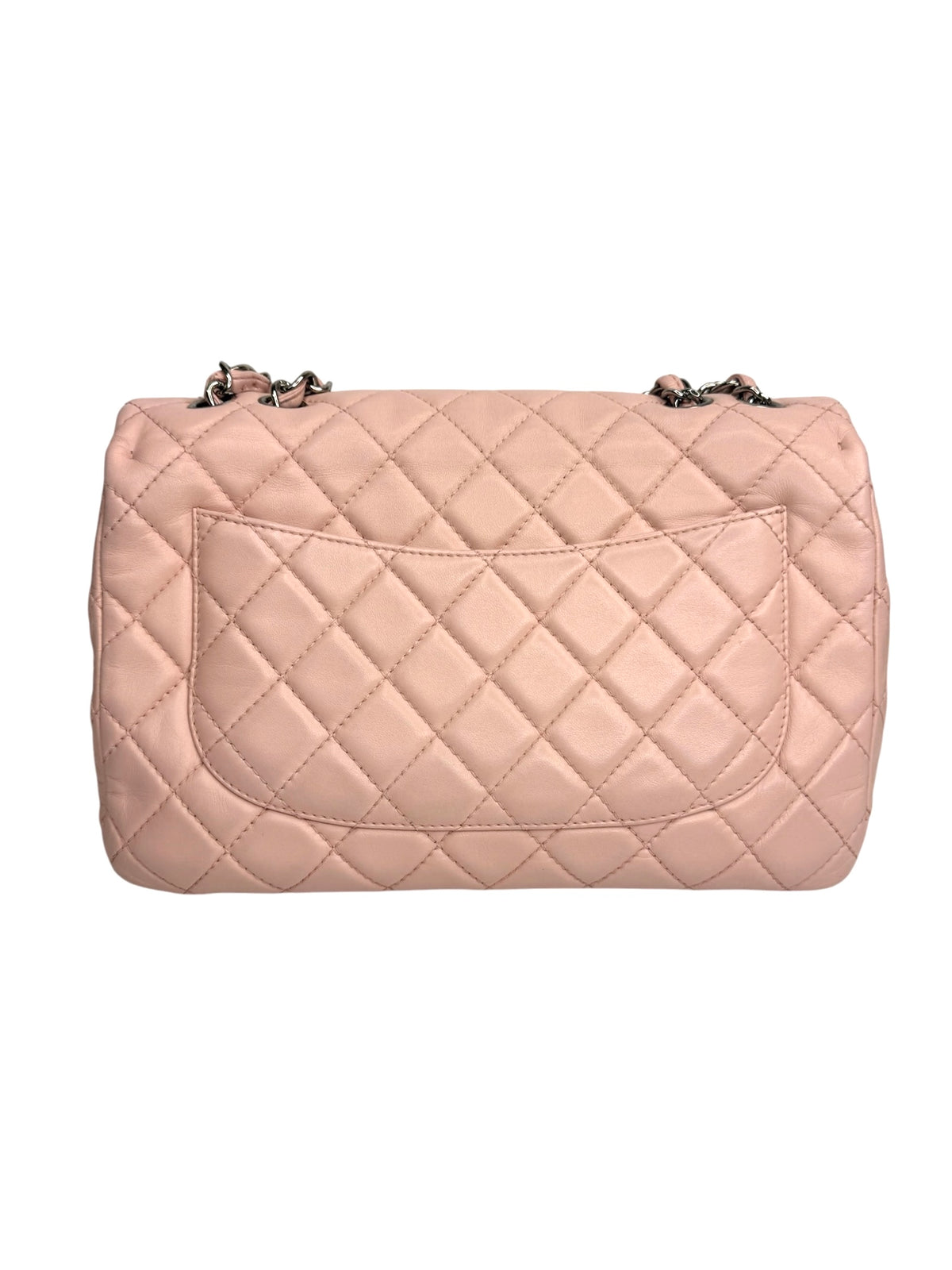 Chanel Light Pink Lambskin Jumbo Single Flap SHW T9373
