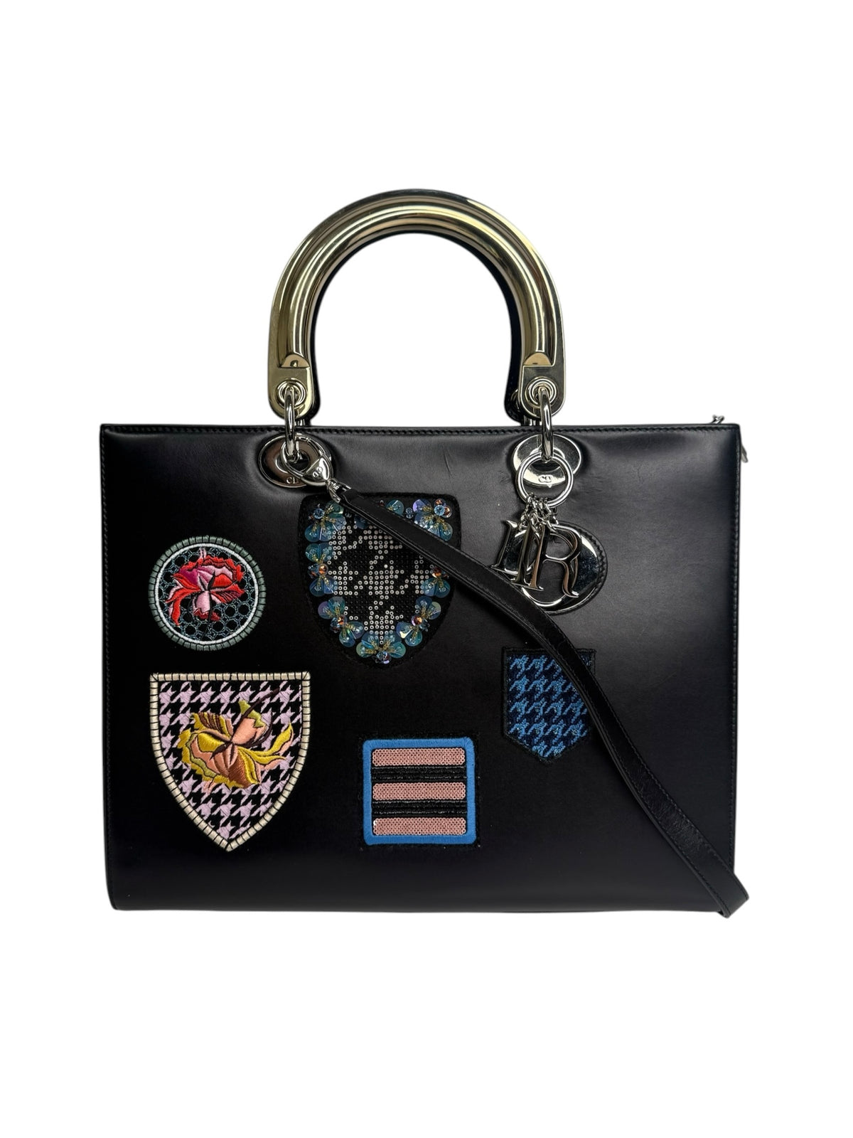 Christian Dior Black Large Lady Dior Embellished Badges T9434