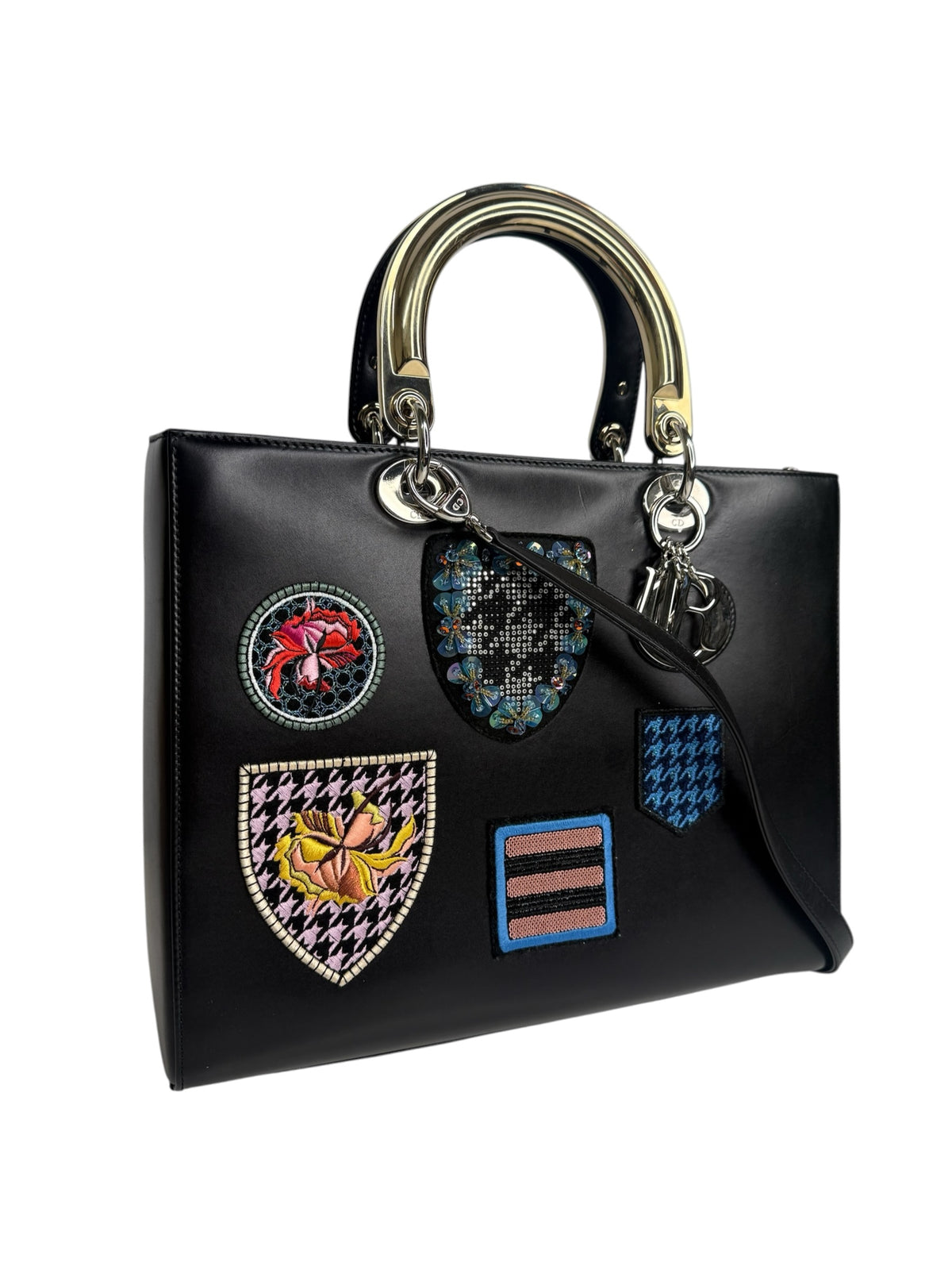 Christian Dior Black Large Lady Dior Embellished Badges T9434
