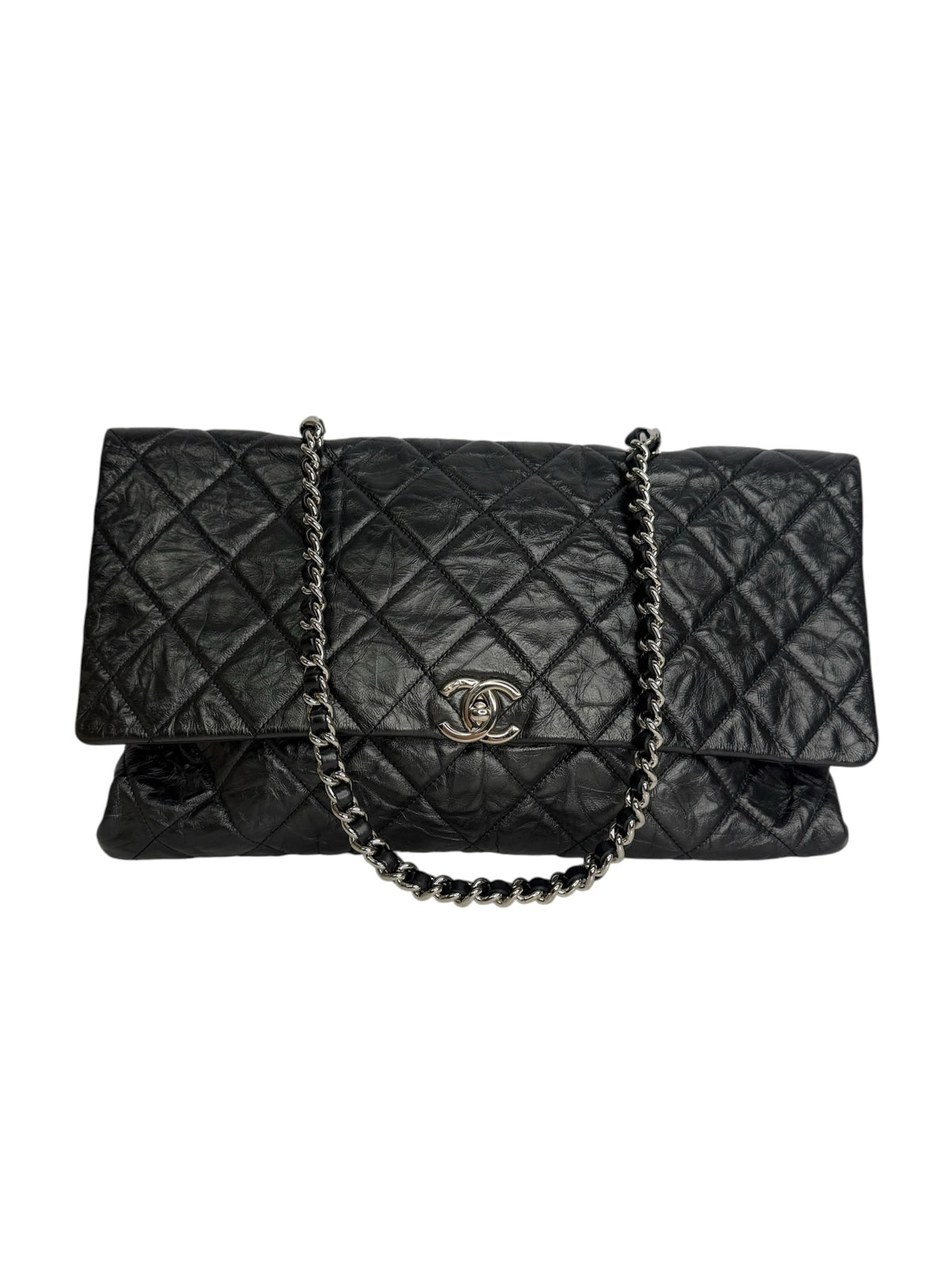 Chanel Black Glazed Calfskin Big Bang Flap SHW T9387