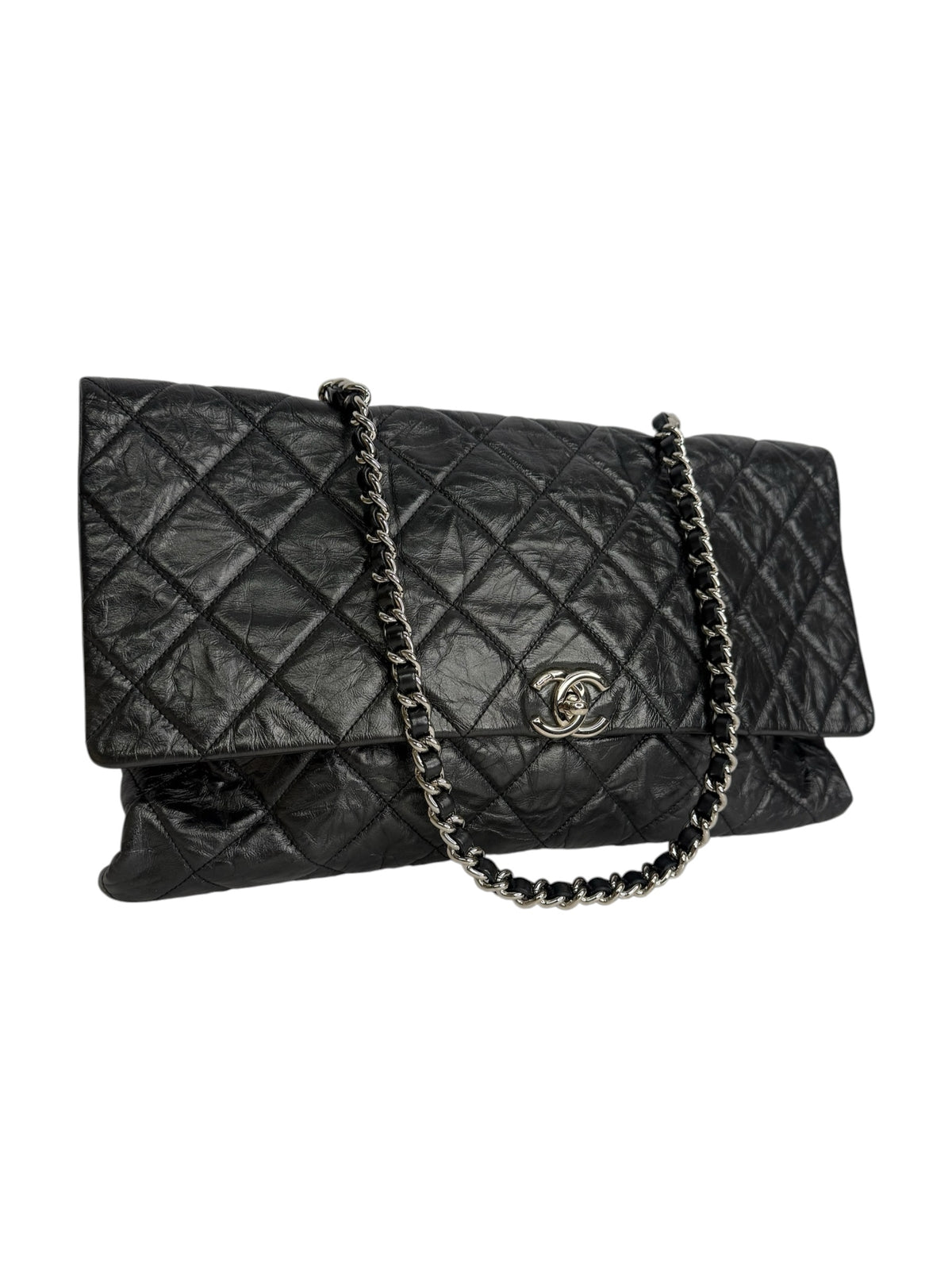 Chanel Black Glazed Calfskin Big Bang Flap SHW T9387