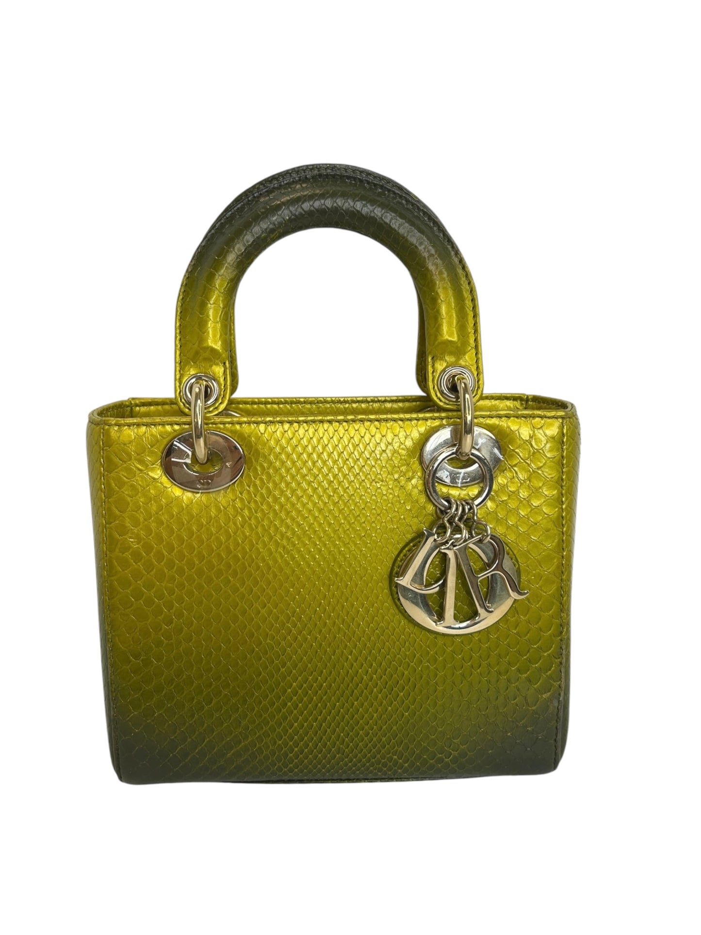 Christian Dior Small Green Ombre Python Lady Dior T8560