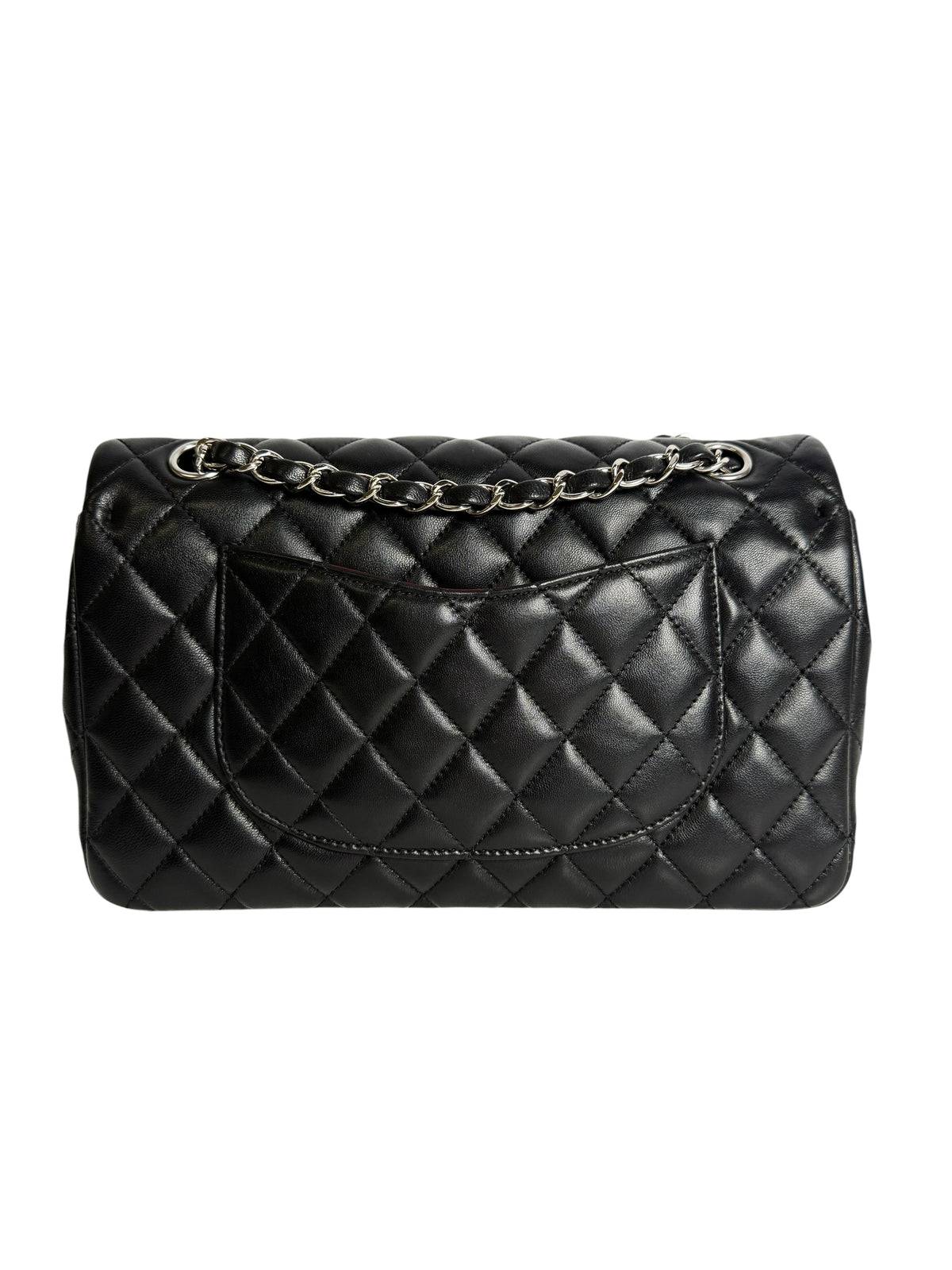 Chanel Black Lambskin Medium Double Flap SHW T8437