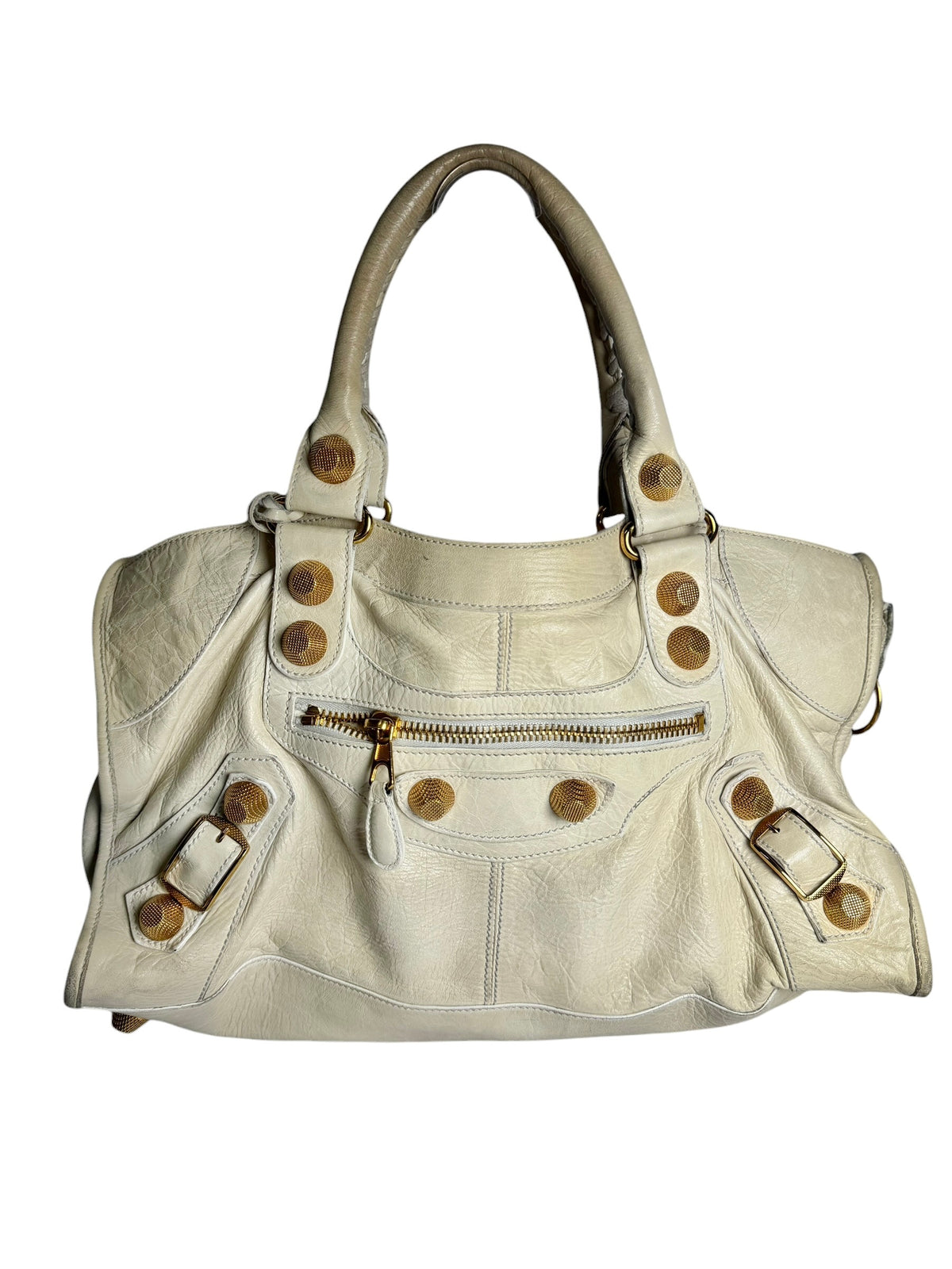 Balenciaga Cream City Bag Giant Gold Hardware T7268