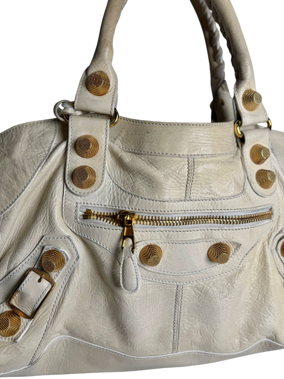 Balenciaga Cream City Bag Giant Gold Hardware T7268