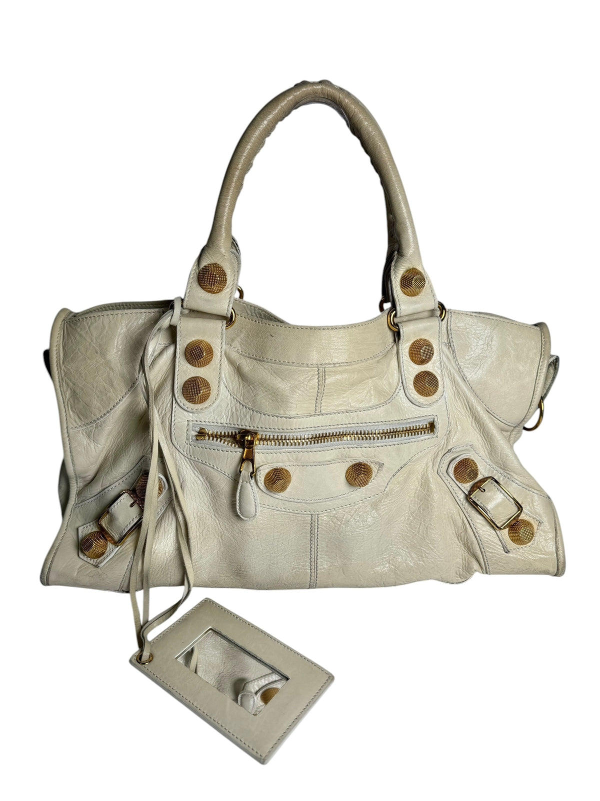 Balenciaga Cream City Bag Giant Gold Hardware T7268