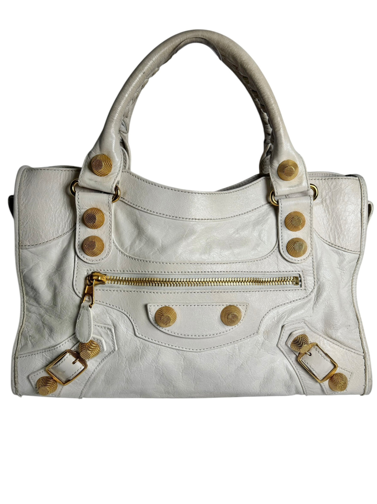 Balenciaga White City Bag Giant Gold Hardware T7260