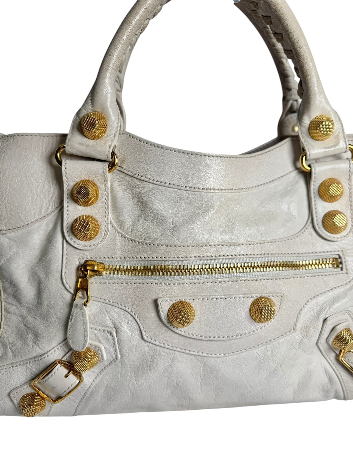 Balenciaga White City Bag Giant Gold Hardware T7260