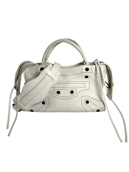 Balenciaga White Mini Blackout City Bag T7262