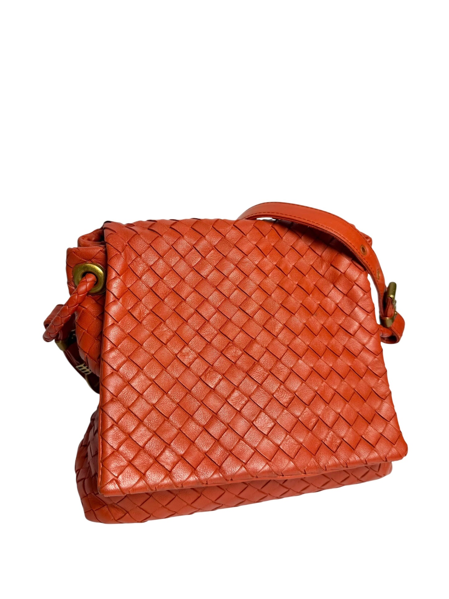 Bottega Veneta Red Woven Shoulder Bag