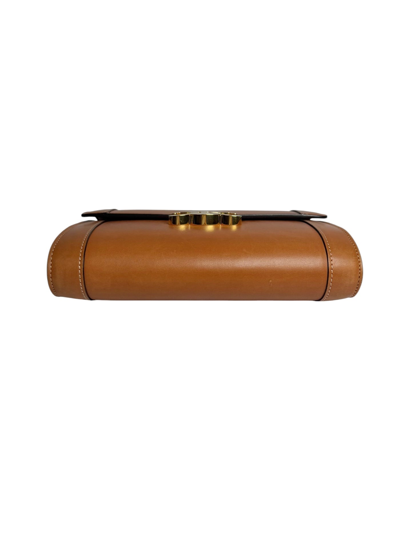 Celine Brown Shiny Calfskin Triomphe Crossbody T1035