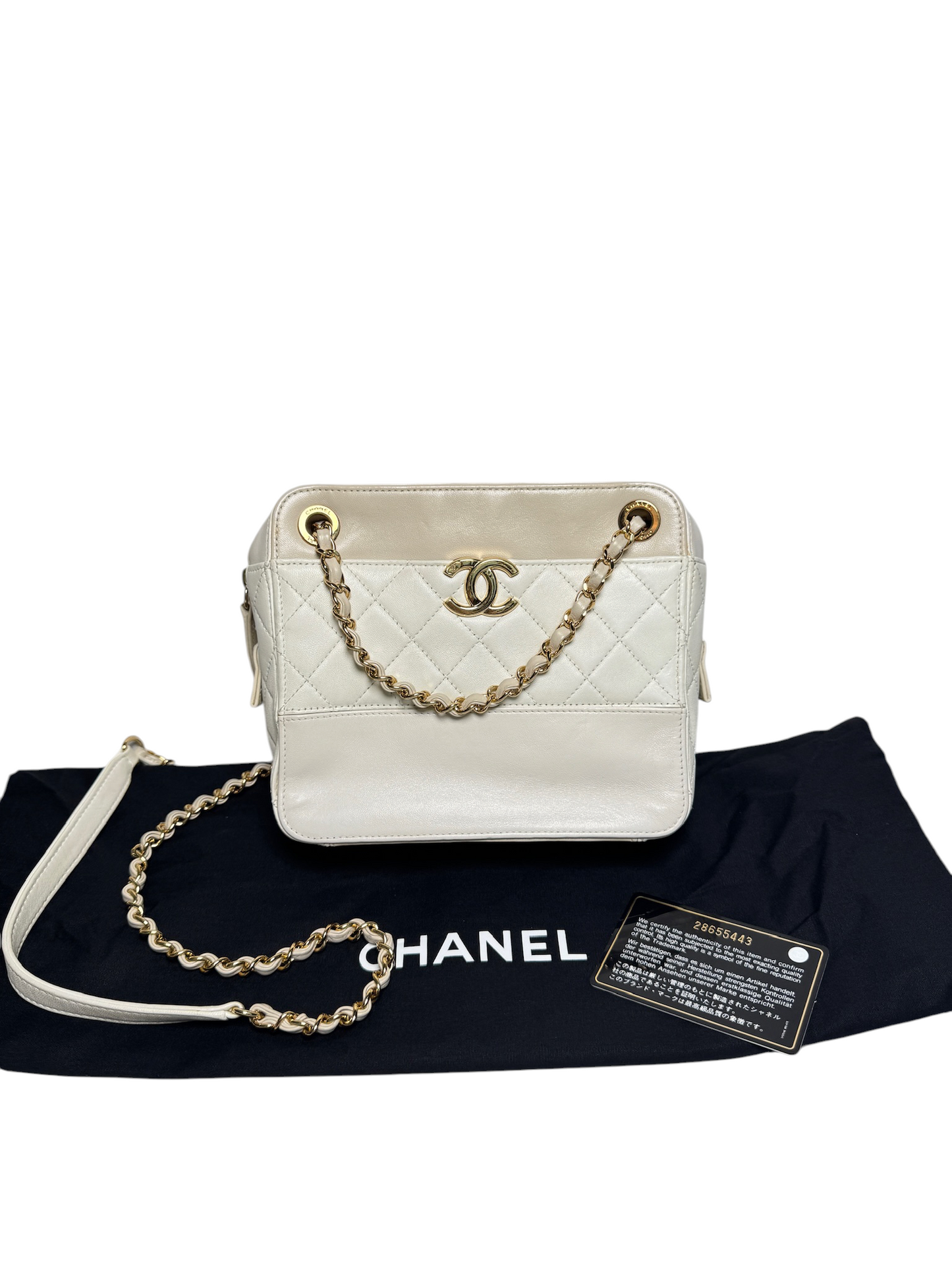 Chanel Cream White Camera Bag Crossbody GHW