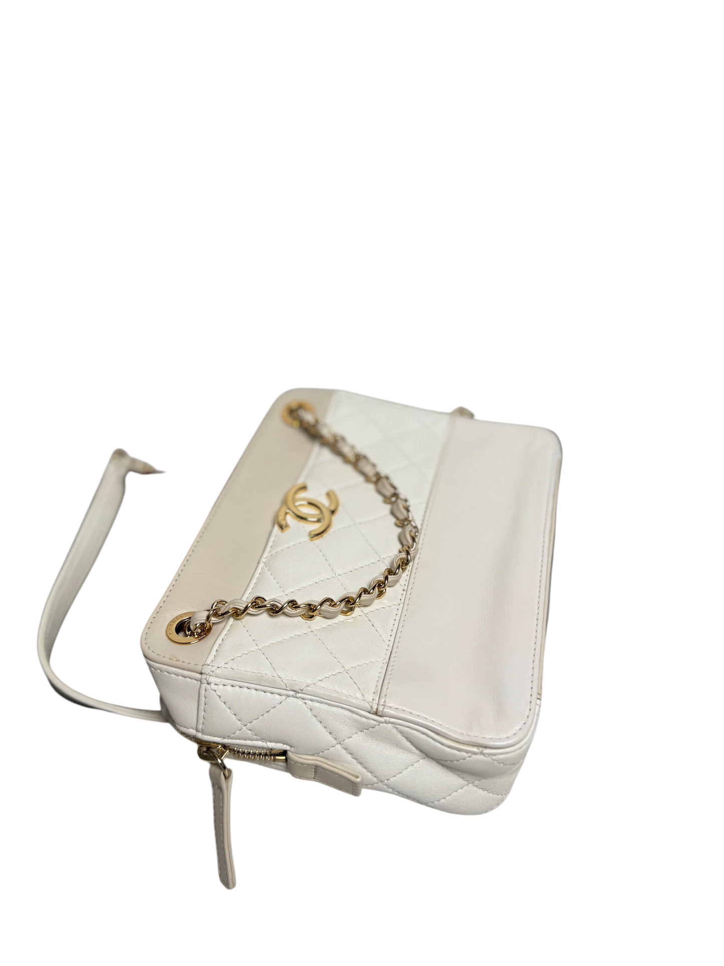 Chanel Cream White Camera Bag Crossbody GHW