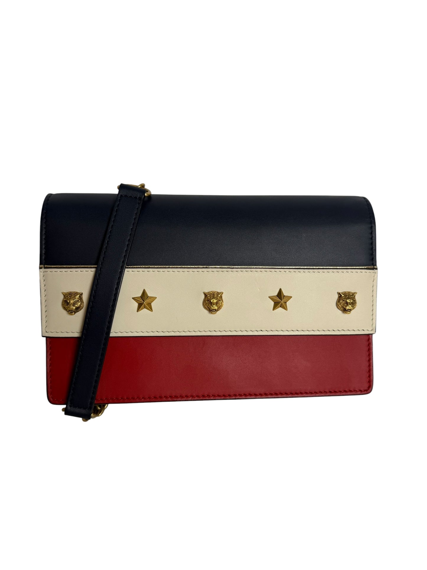 Gucci Tricolor Tiger Stud Wallet On Chain T6093