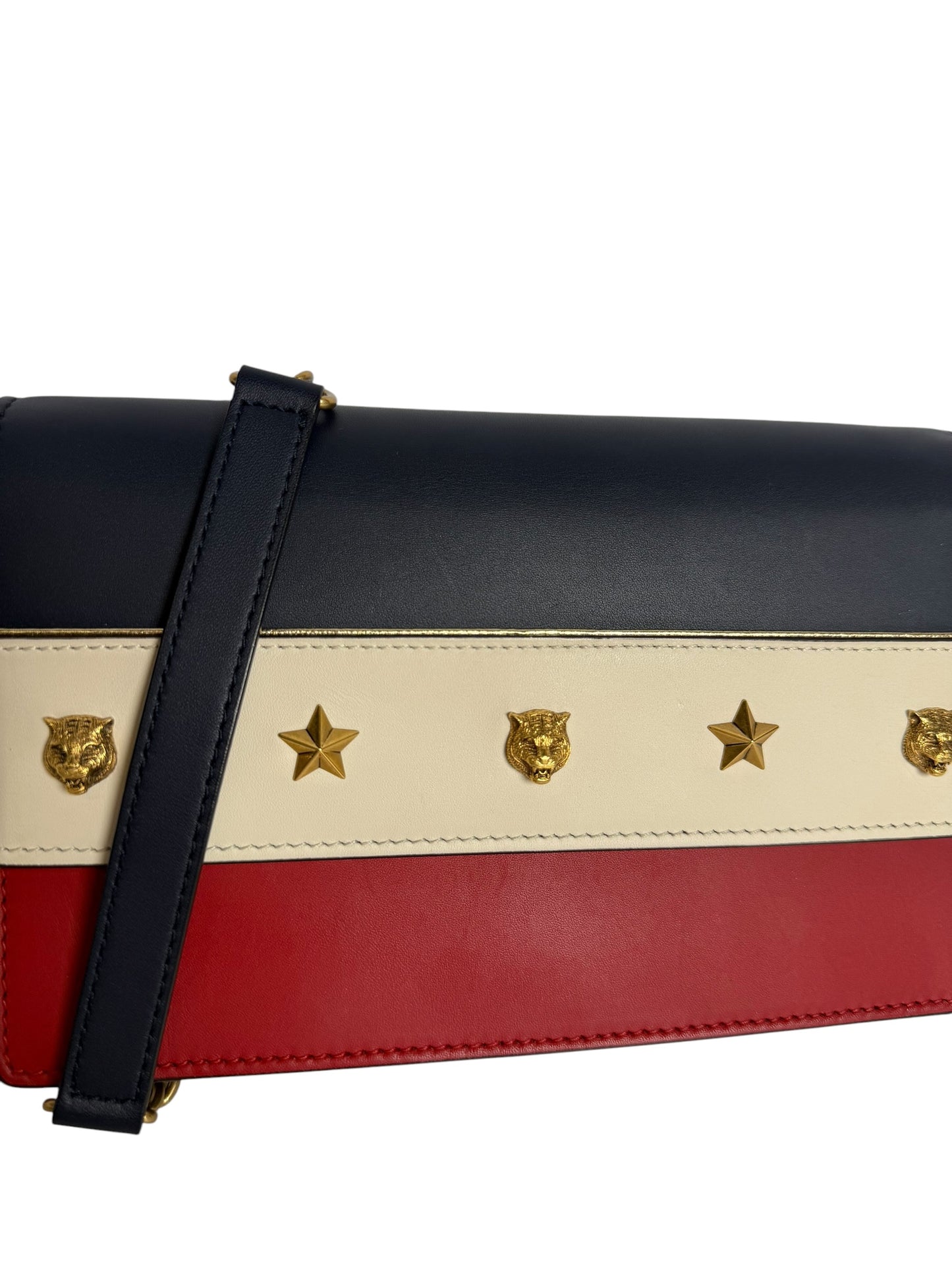 Gucci Tricolor Tiger Stud Wallet On Chain T6093