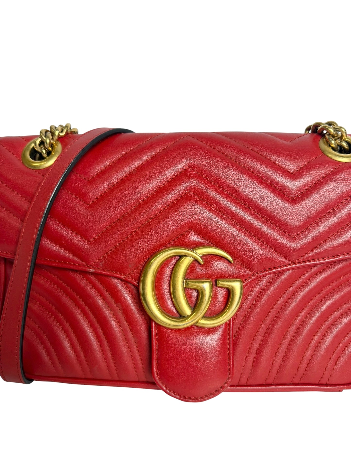 Gucci Red Marmont Flap GHW T7554
