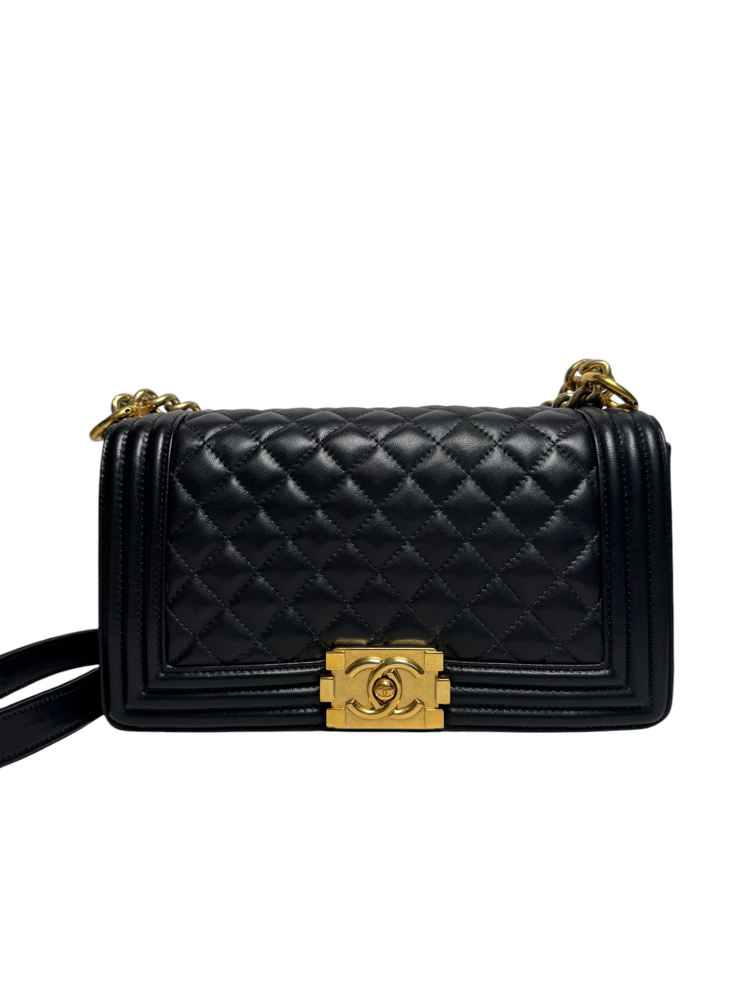Chanel Black Lambskin Medium Boy Bag GHW