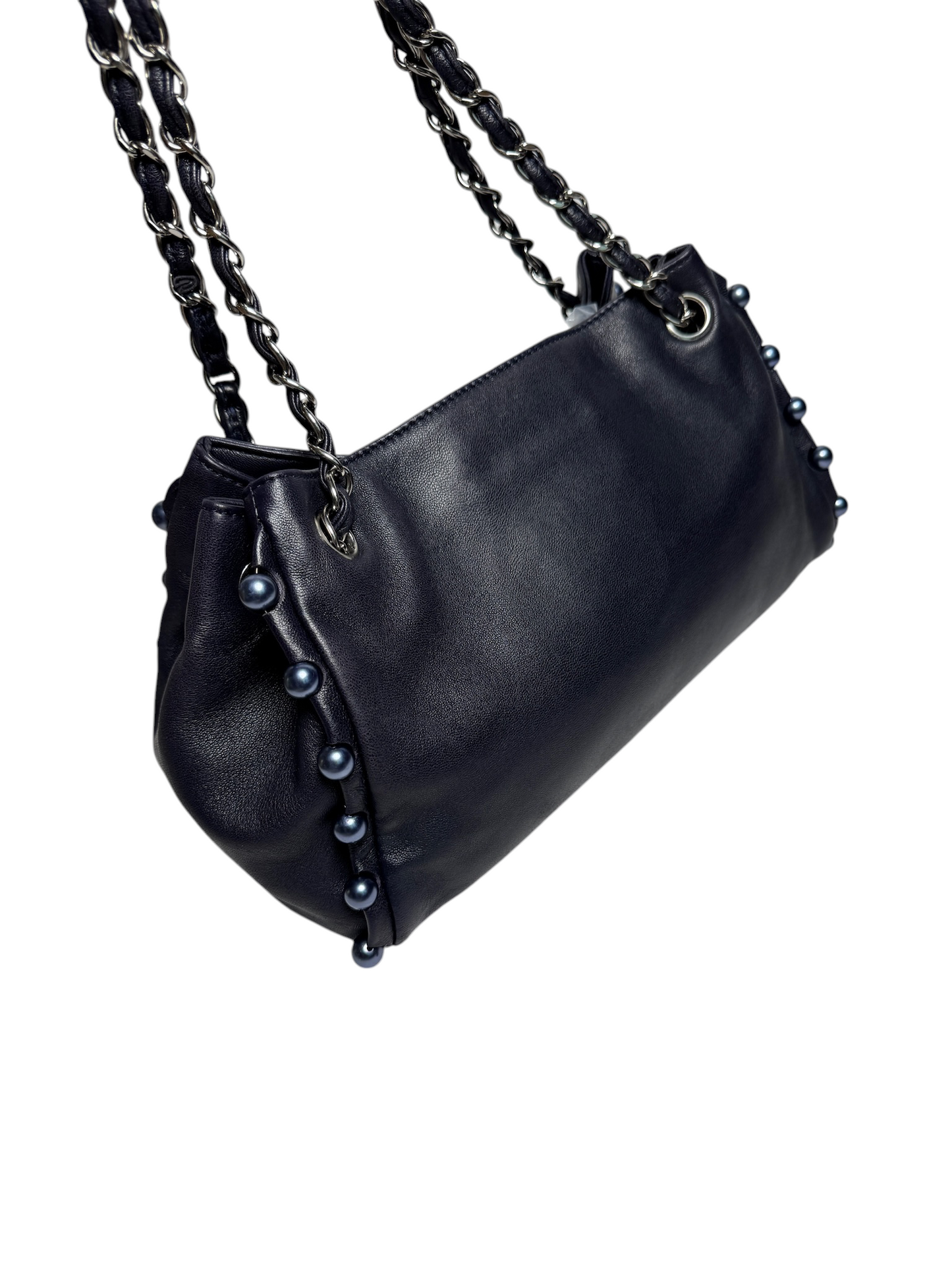 Chanel Smooth Calfskin Black Pearl Shoulder Tote