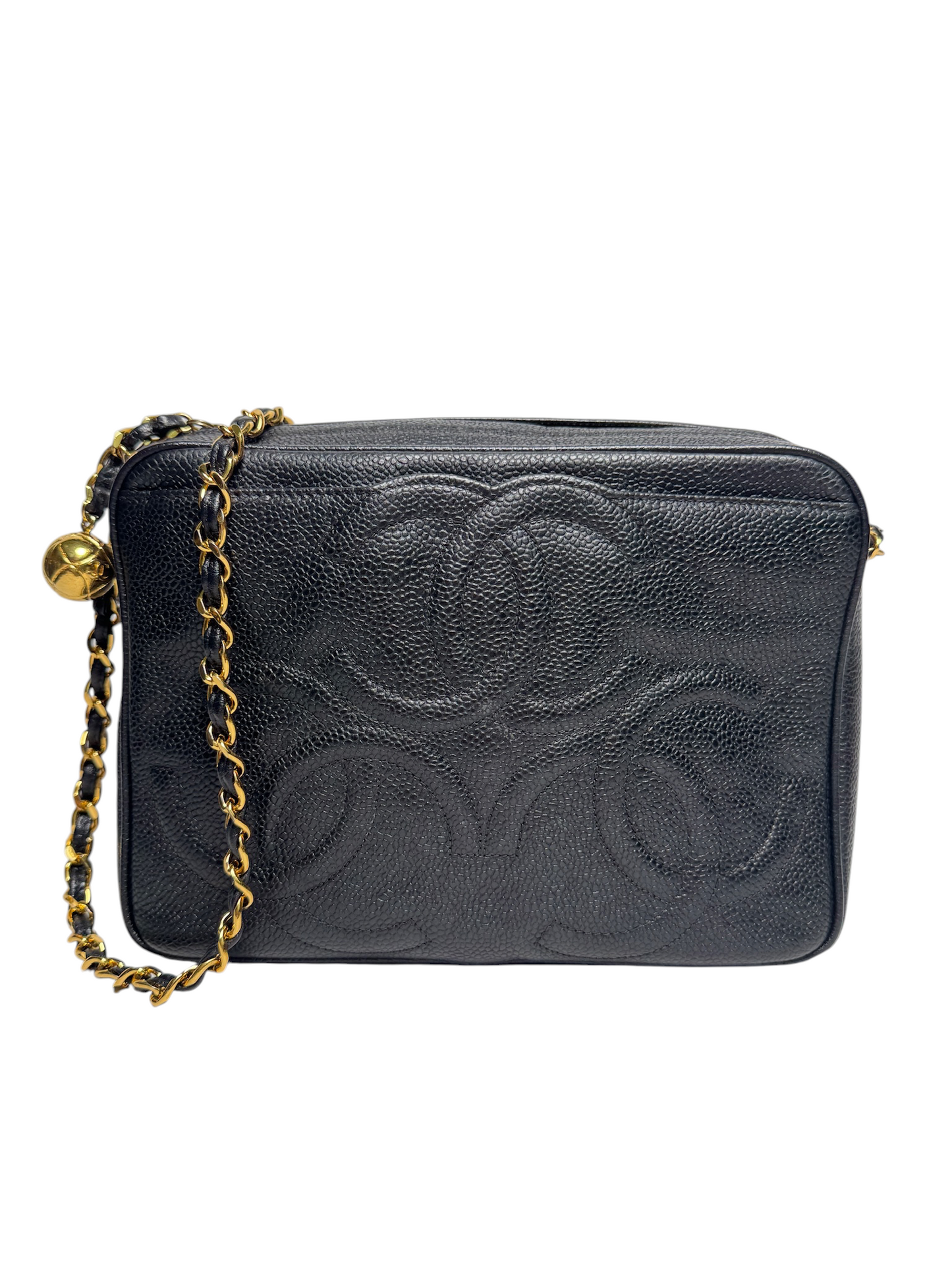 Chanel Black Caviar Vintage Camera Bag Crossbody 24k GHW