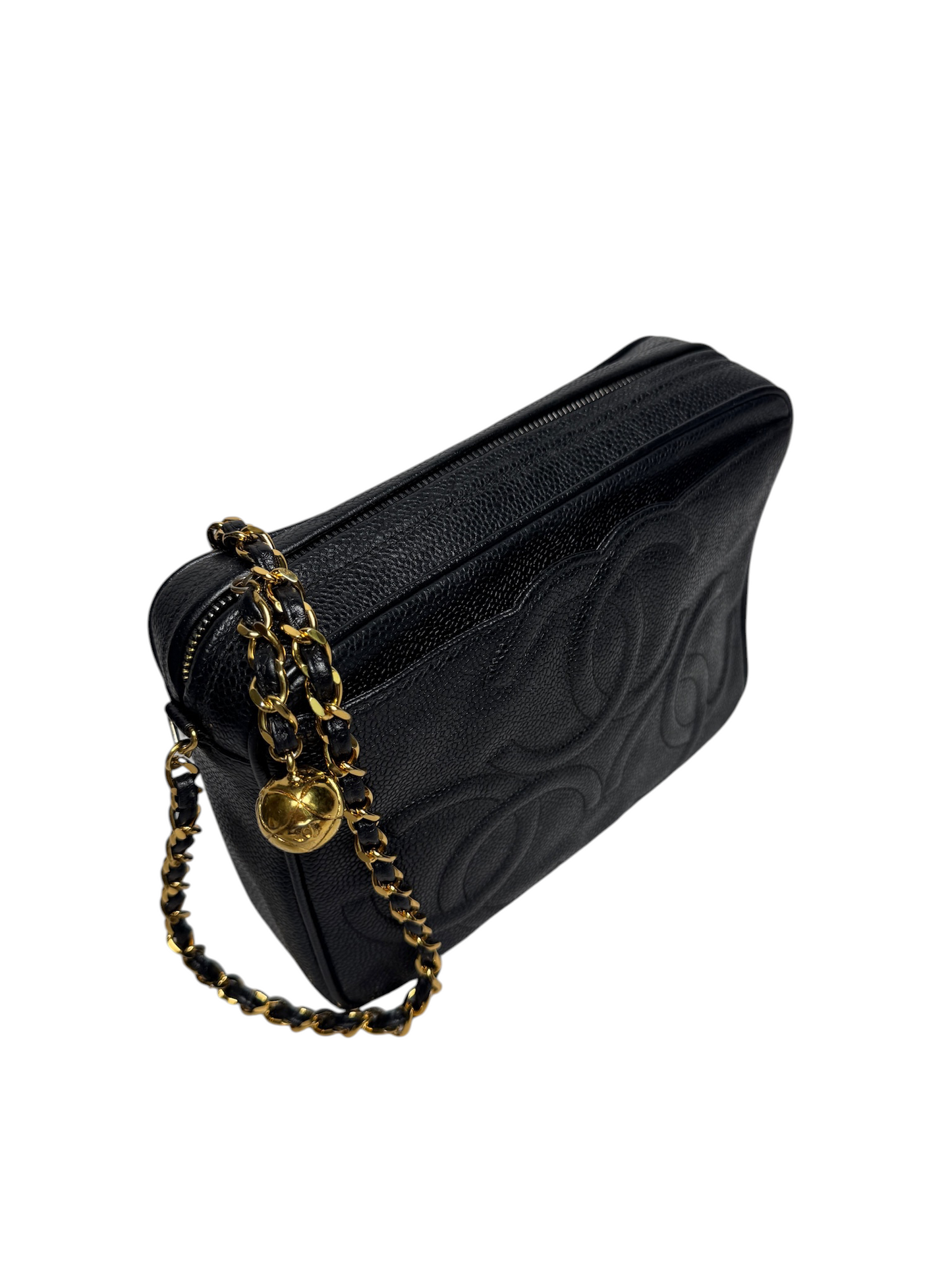 Chanel Black Caviar Vintage Camera Bag Crossbody 24k GHW