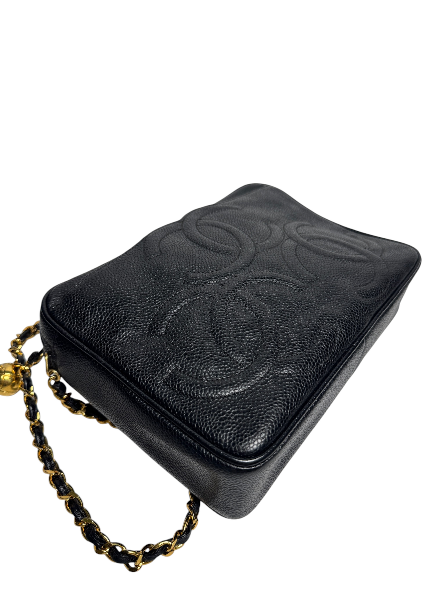 Chanel Black Caviar Vintage Camera Bag Crossbody 24k GHW