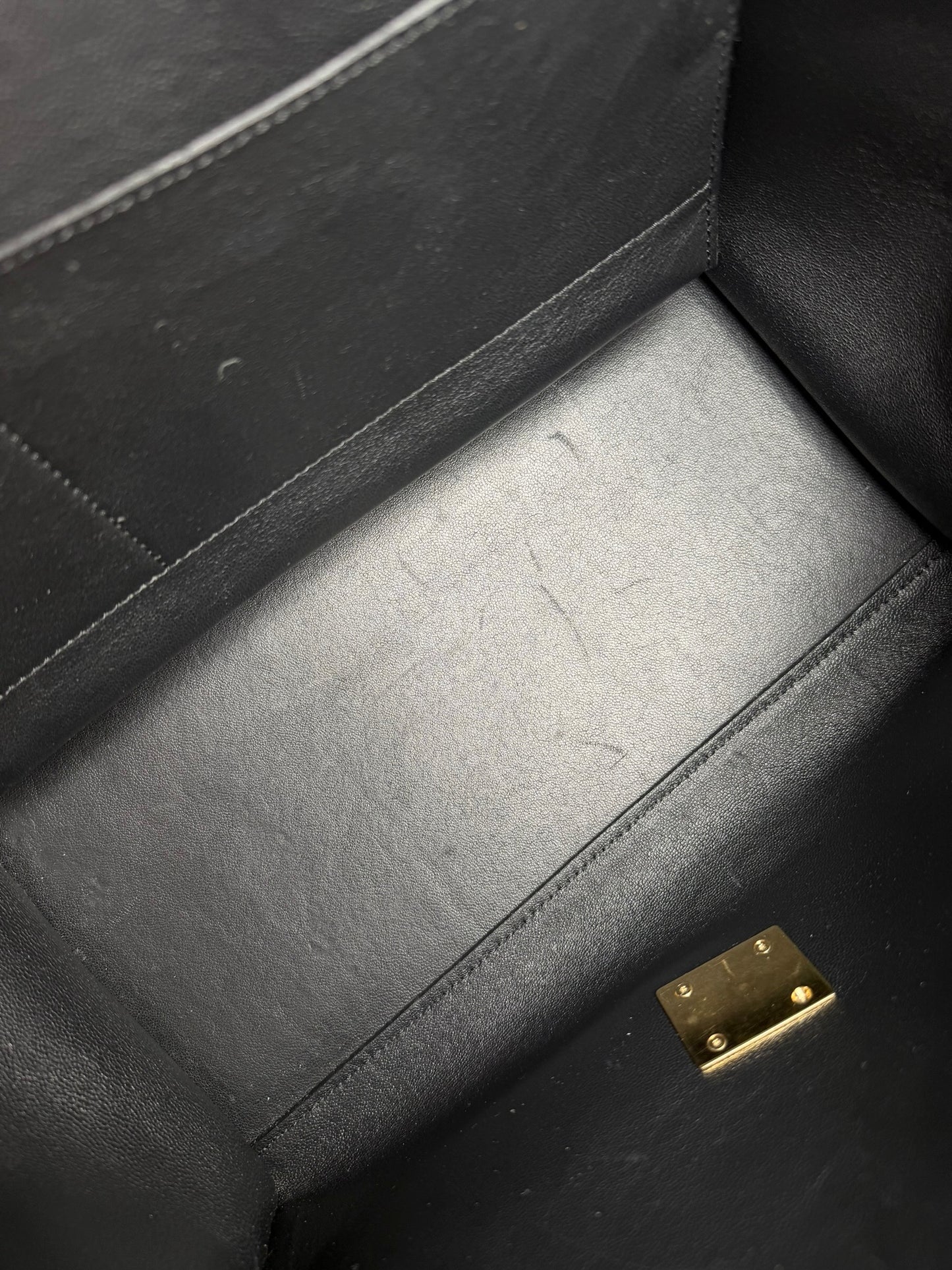 Celine Black Croc Embossed Medium Trapeze With Suede