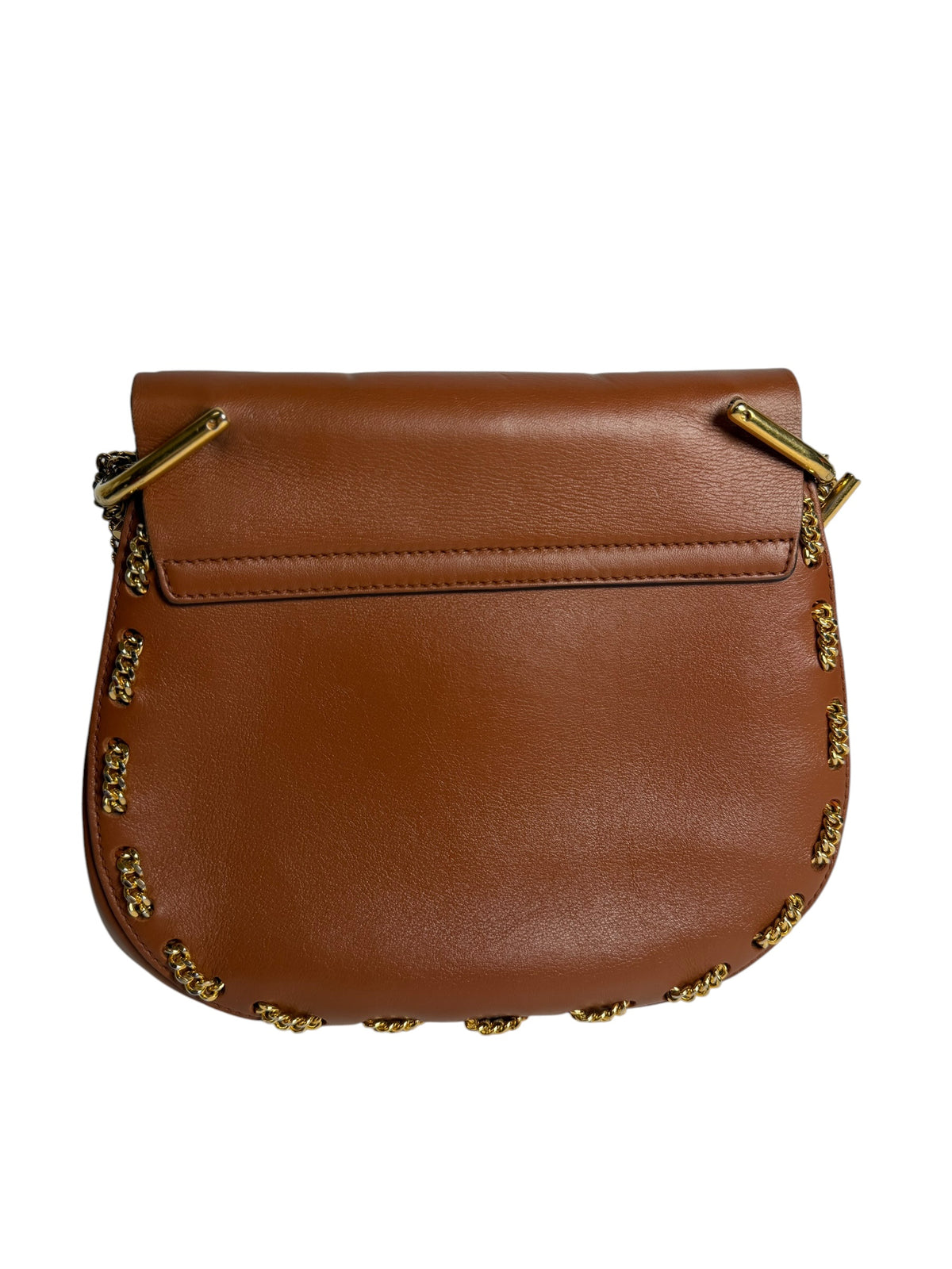 Chloe Brown Leather Drew Chain Bag T8355