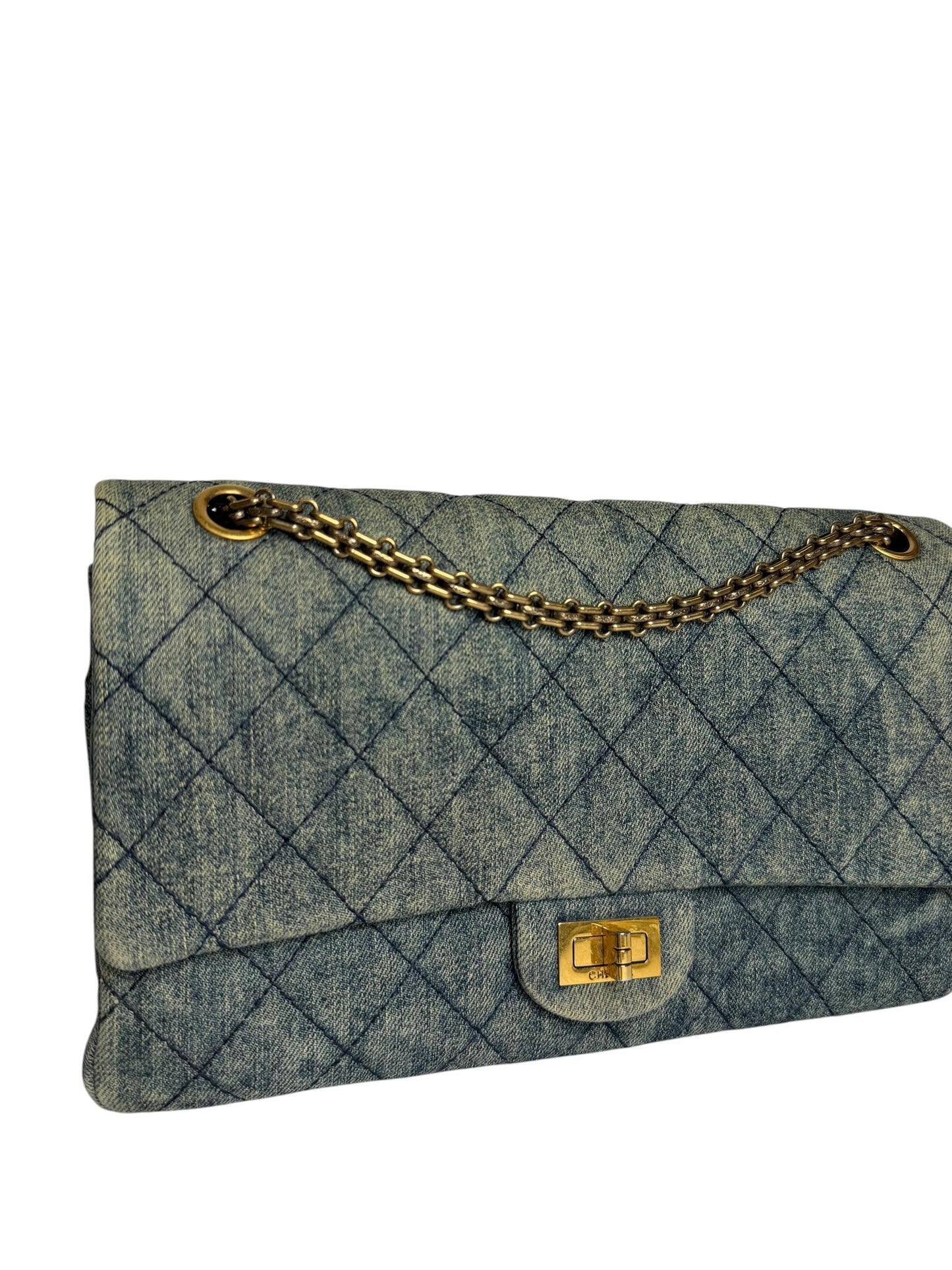 Chanel Quilted Denim Reissue Double Flap GHW