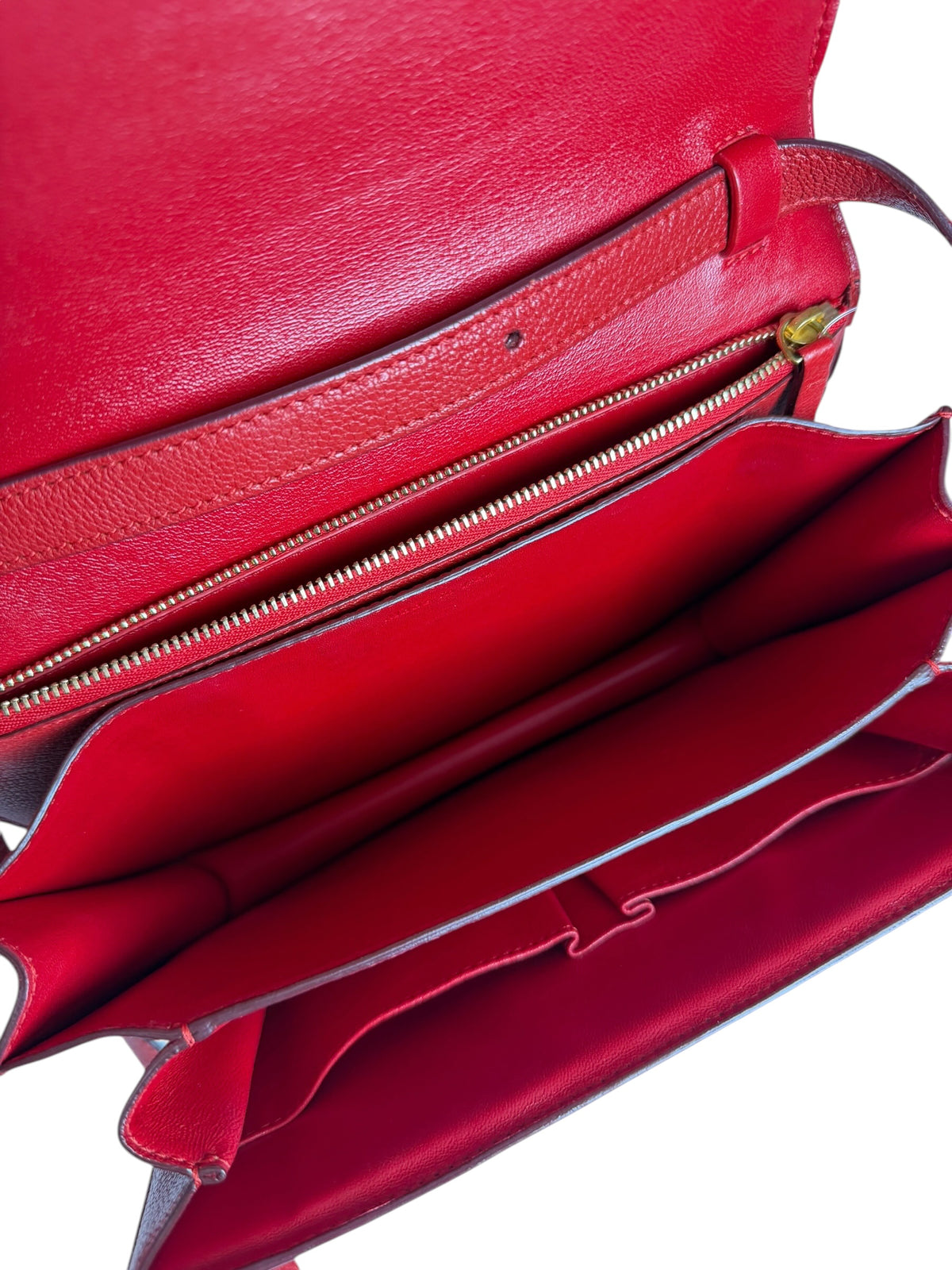 Celine Medium Classic Box Bag Red Pebbled Calfskin T7828