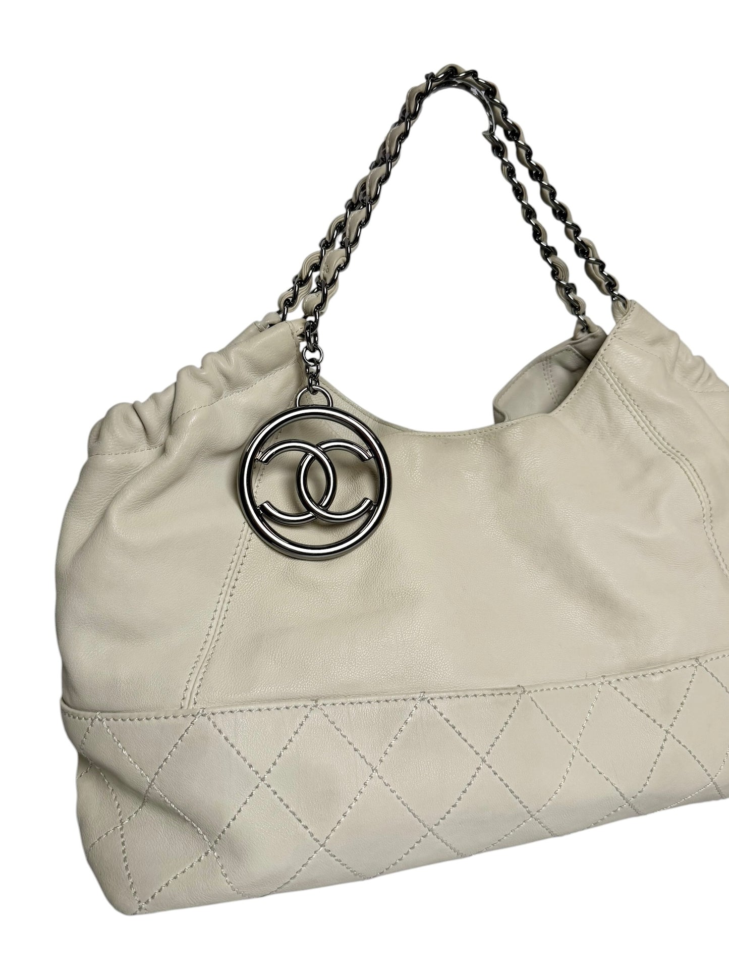 Chanel Coco Cabas Off White Leather Tote SHW
