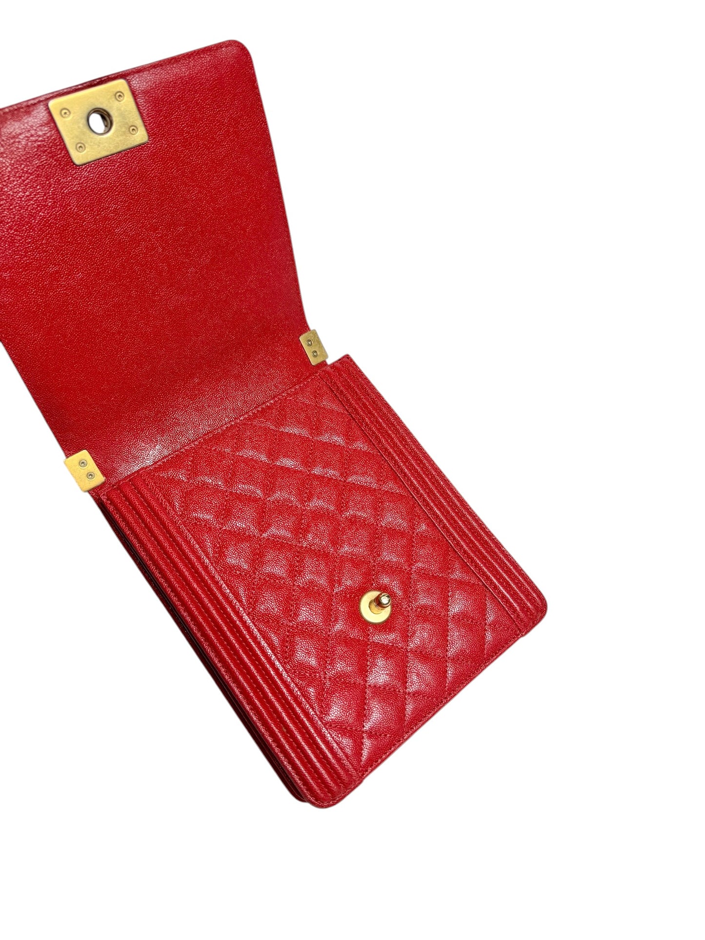 Chanel Red Caviar North South Boy Crossbody GHW