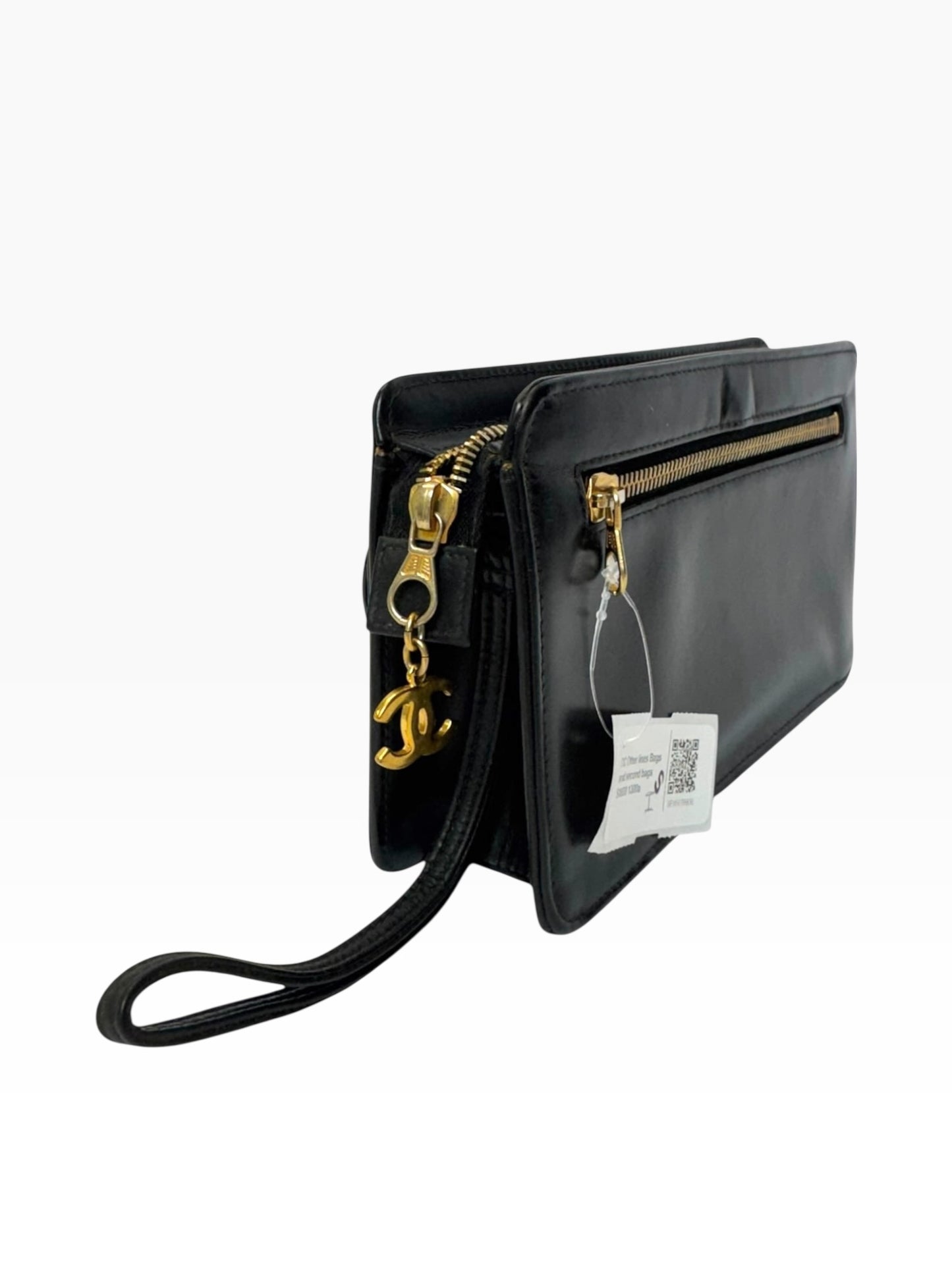 Chanel Classic Turnlock Black Wristlet GHW