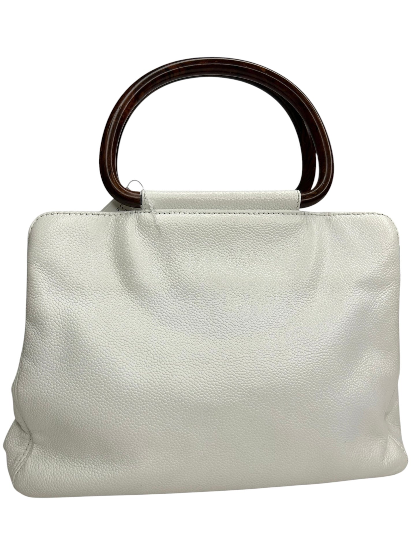 Chanel White Caviar Acrylic Handle Bag T8726