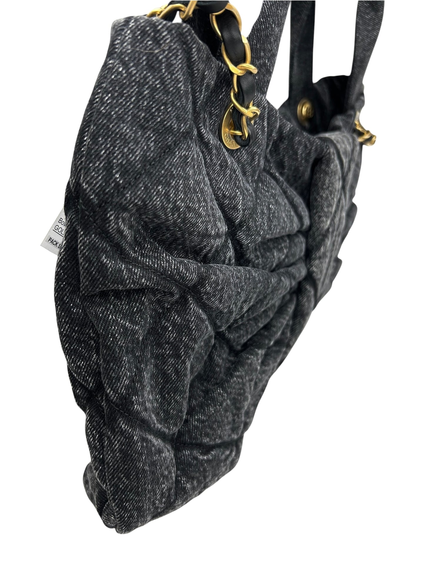 Chanel Maxi Black Denim Bow Bag T8729