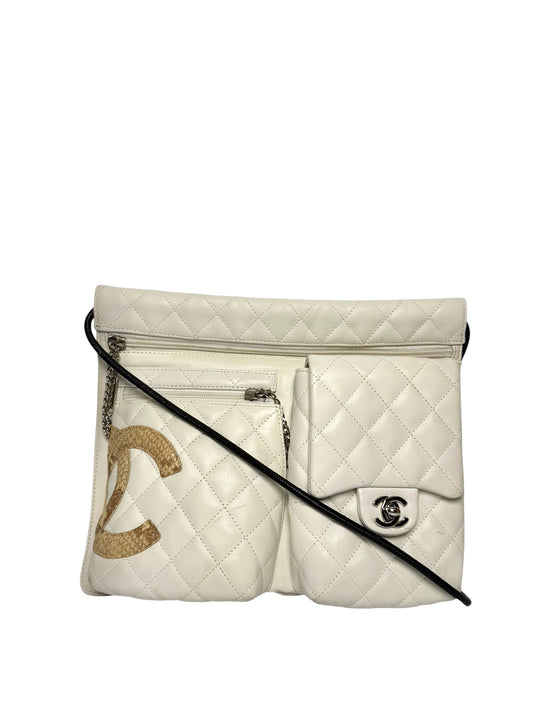Chanel Convertible Ligne Lambskin Cambon White Python CC T8180