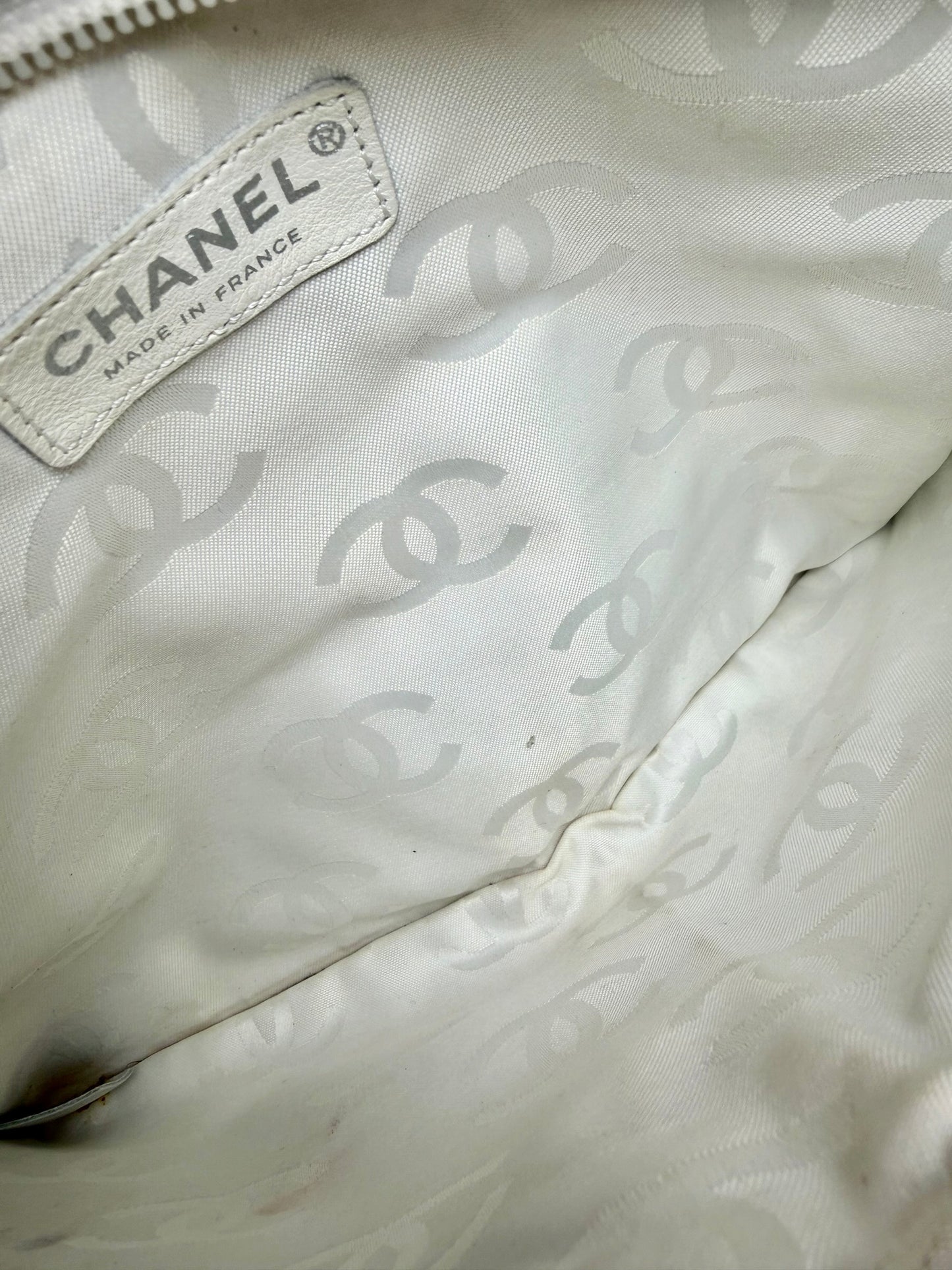 Chanel Convertible Ligne Lambskin Cambon White Python CC