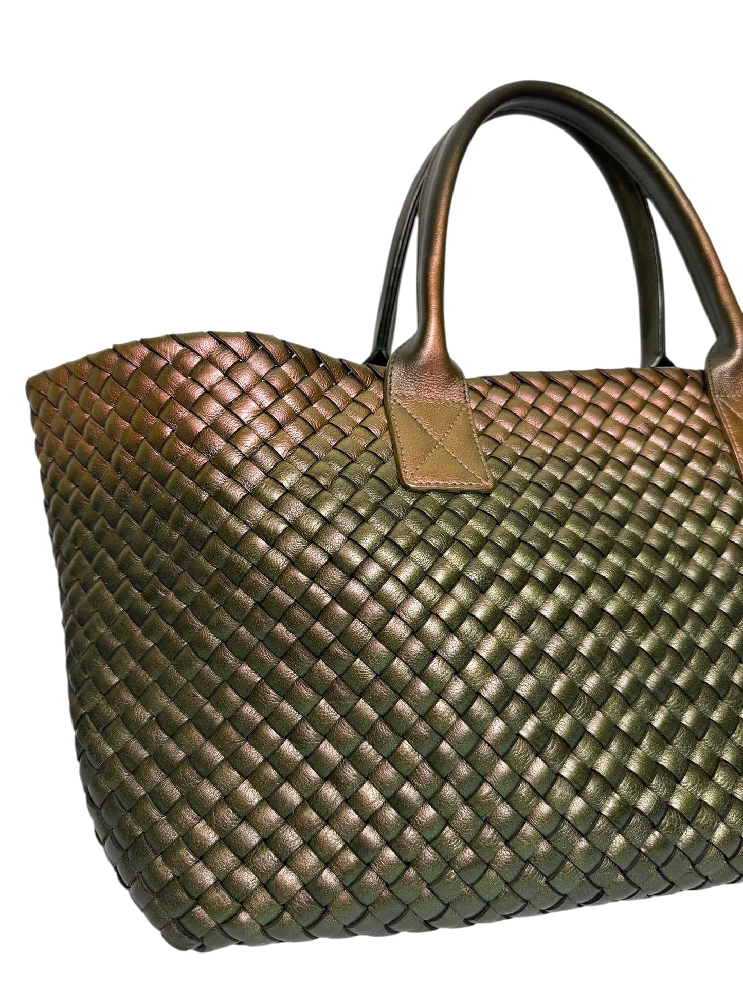 Bottega Veneta Iridescent Nappa Intrecciato Cabat Medium Tote