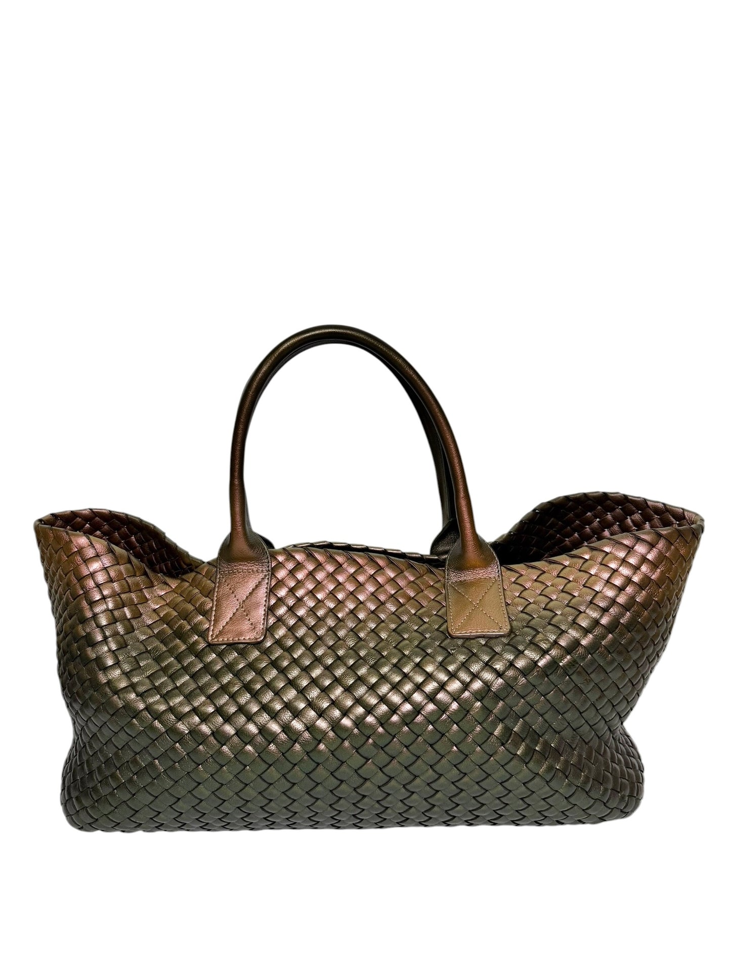 Bottega Veneta Iridescent Nappa Intrecciato Cabat Medium Tote