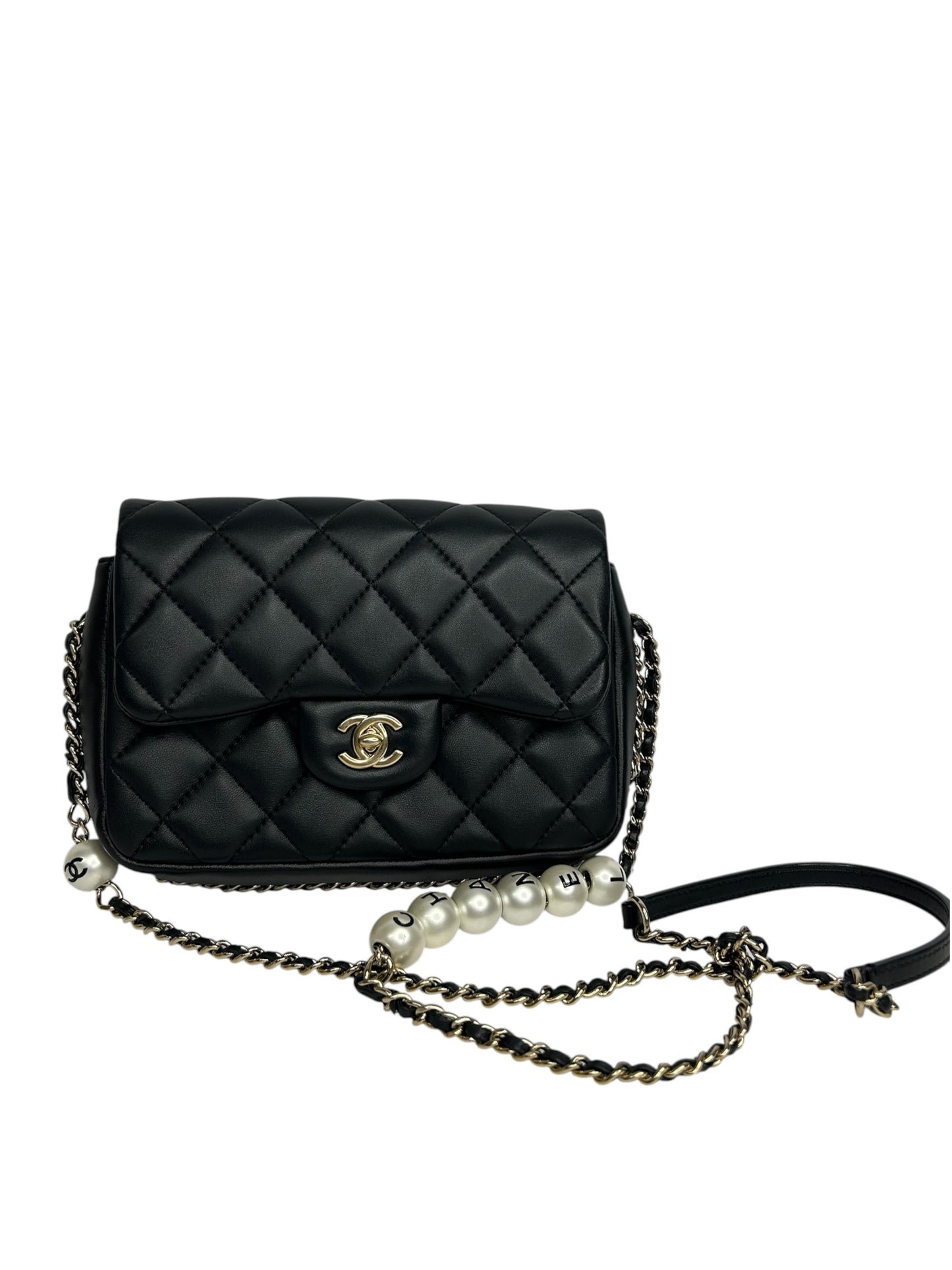 Chanel Black Quilted Lambskin My Precious Pearls Small Flap T8636