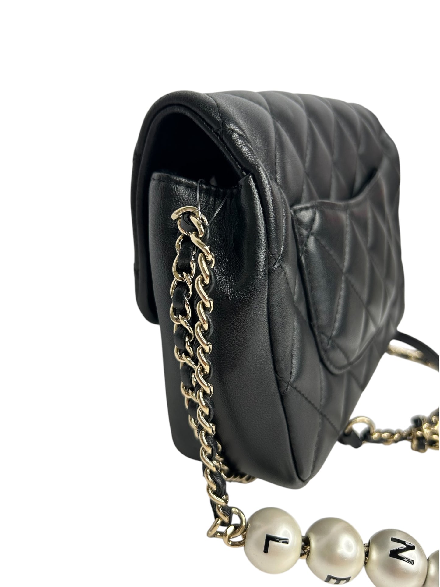 Chanel Black Quilted Lambskin My Precious Pearls Small Flap T8636