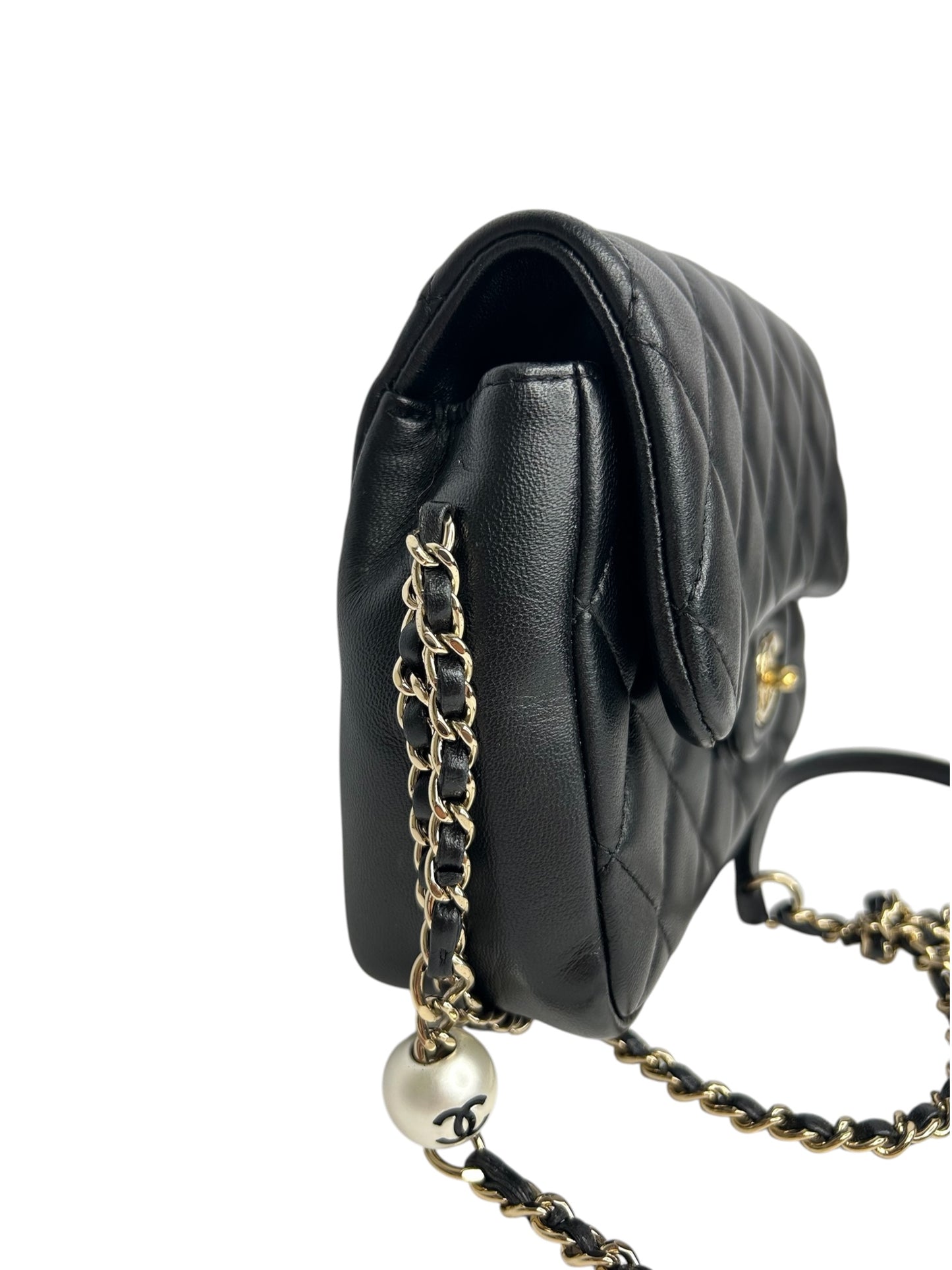 Chanel Black Quilted Lambskin My Precious Pearls Small Flap T8636