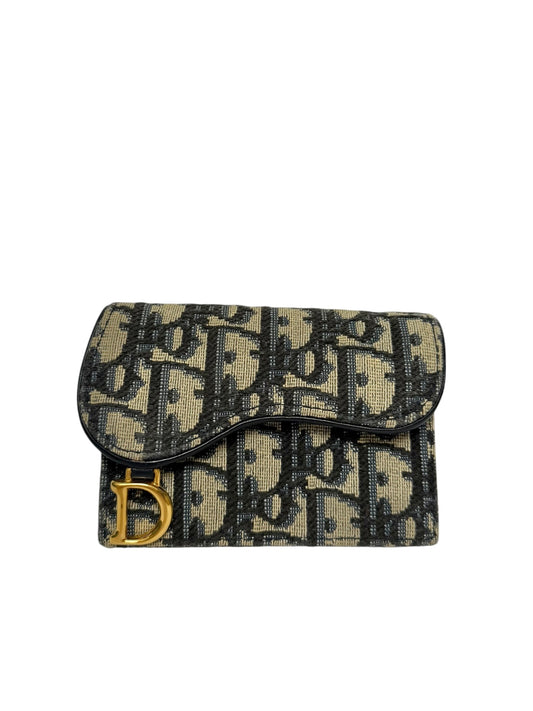 Christian Dior Saddle Bloom Blue Card Holder T8164