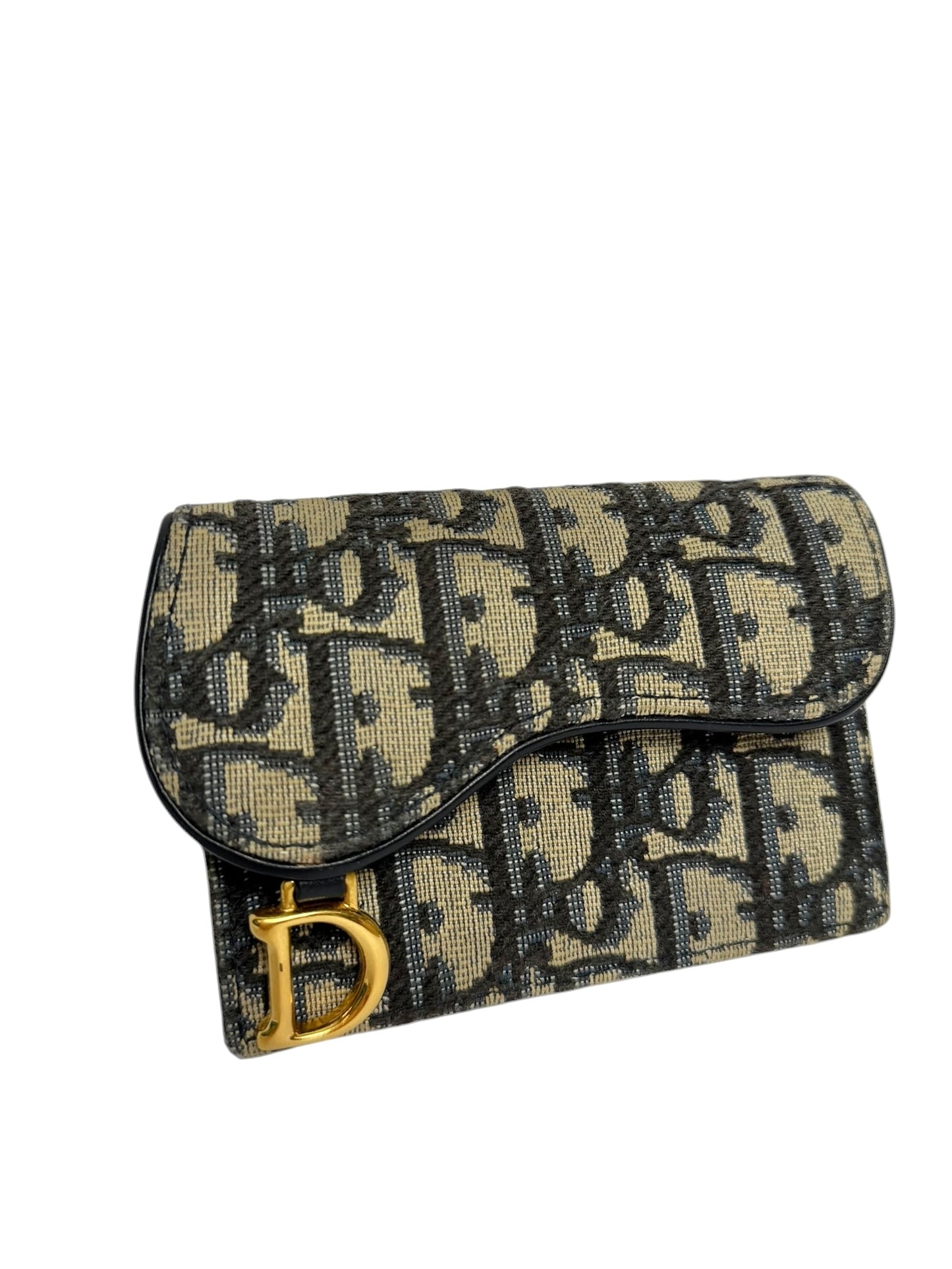 Christian Dior Saddle Bloom Blue Card Holder