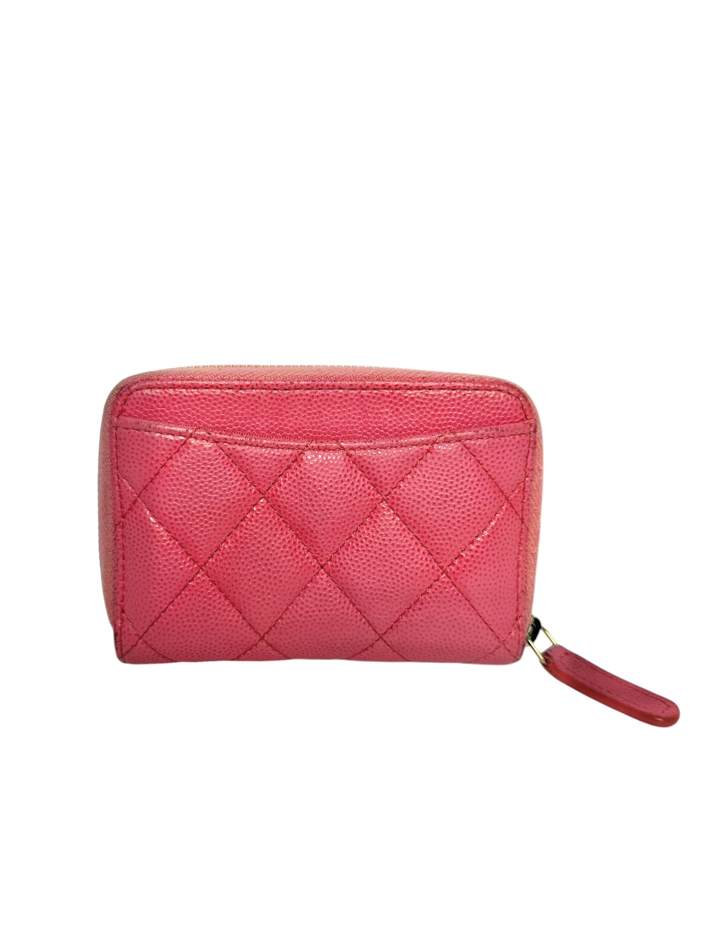 Chanel Pink Caviar Zip Around Card Holder