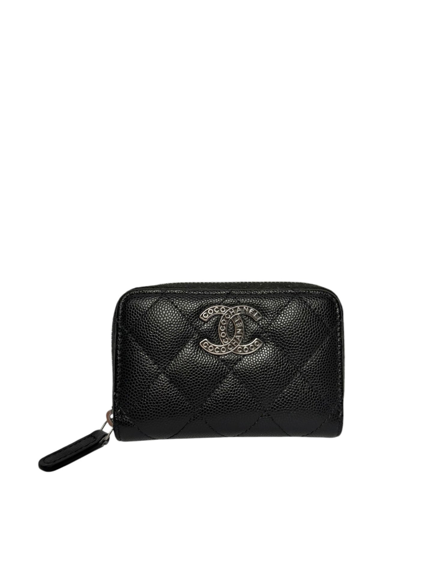 Chanel Black Caviar Zip Around Card Holder