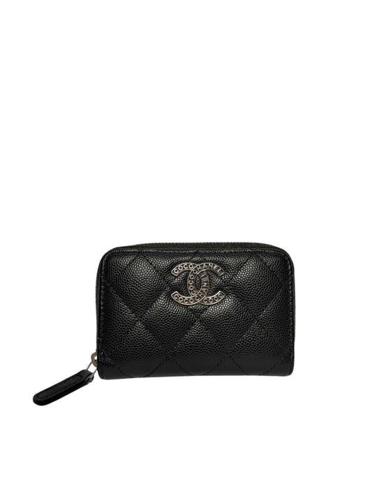 Chanel Black Caviar Zip Around Card Holder T8199