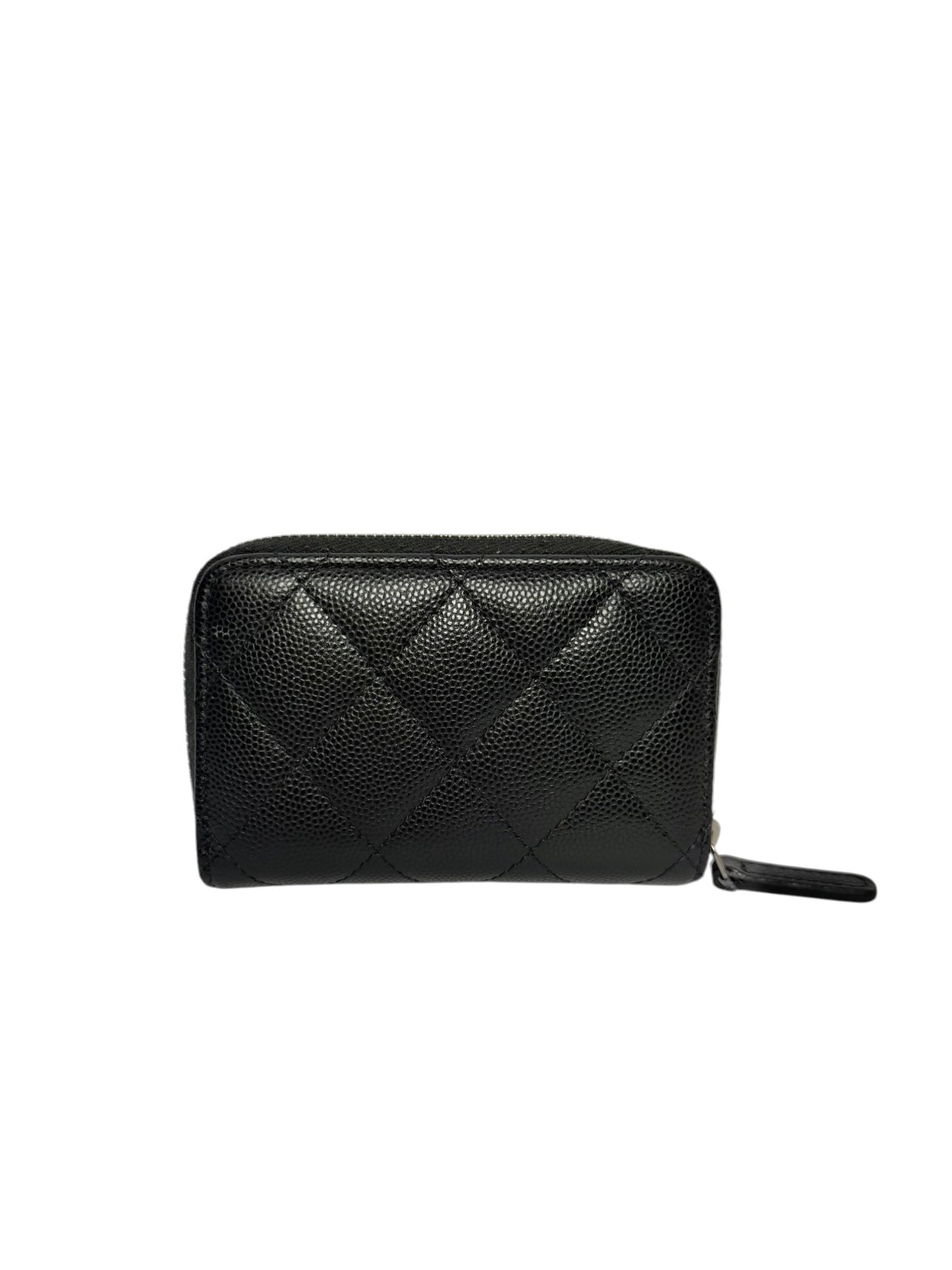Chanel Black Caviar Zip Around Card Holder