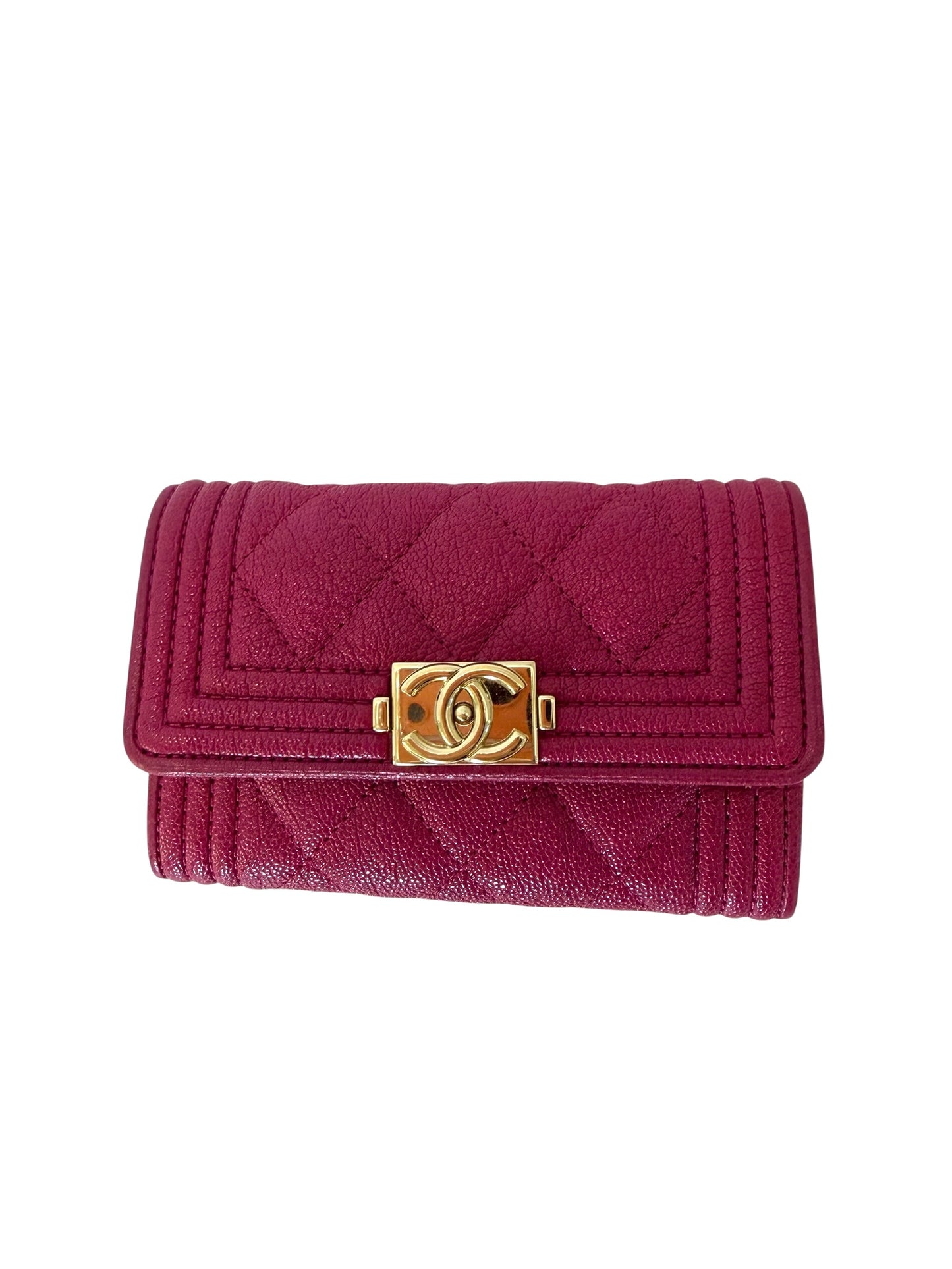 Chanel classic flap boy hot pink card case
